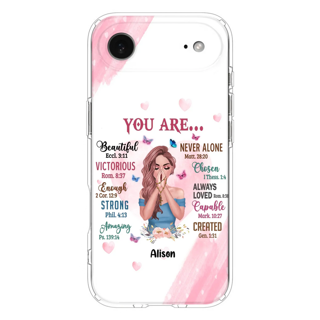 Custom Personalized Praying Girl Phone Case - Gift Idea for Girls/Friends - You Are Beautiful - Case for iPhone/Samsung