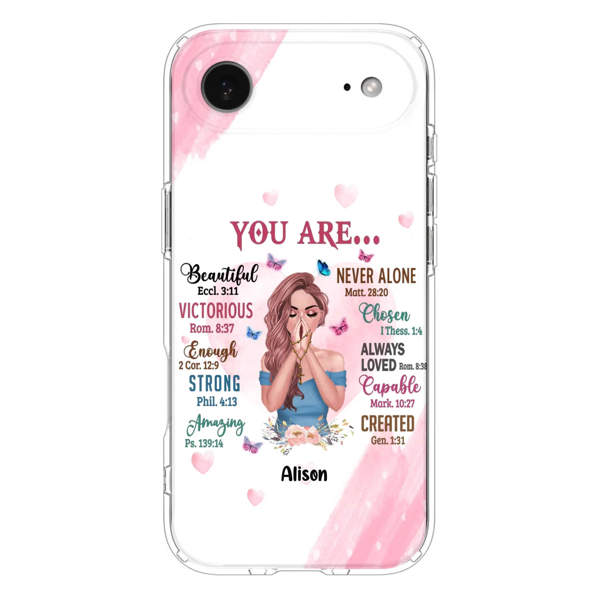 Custom Personalized Praying Girl Phone Case - Gift Idea for Girls/Friends - You Are Beautiful - Case for iPhone/Samsung
