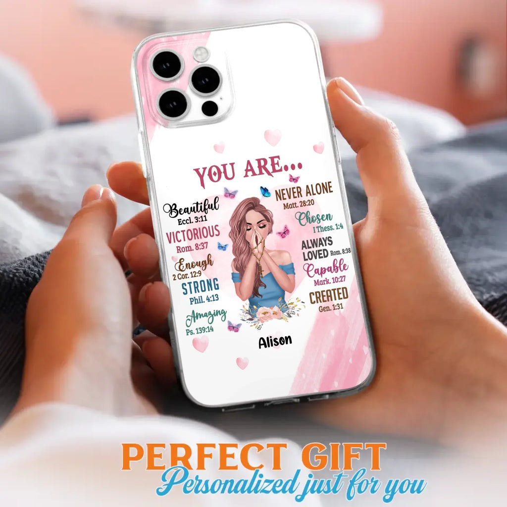 Custom Personalized Praying Girl Phone Case - Gift Idea for Girls/Friends - You Are Beautiful - Case for iPhone/Samsung