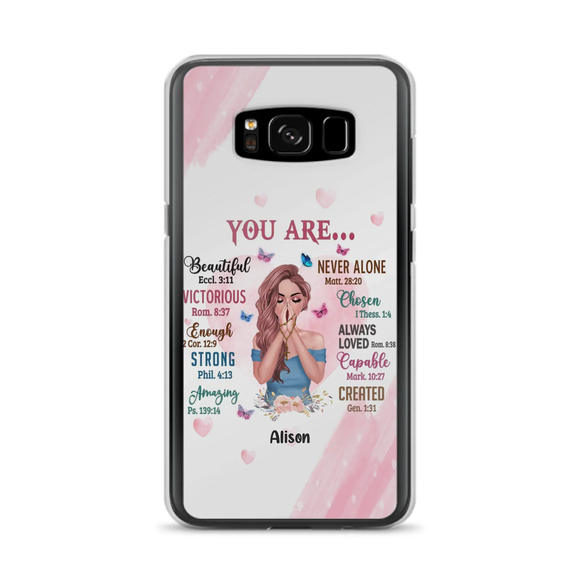 Custom Personalized Praying Girl Phone Case - Gift Idea for Girls/Friends - You Are Beautiful - Case for iPhone/Samsung