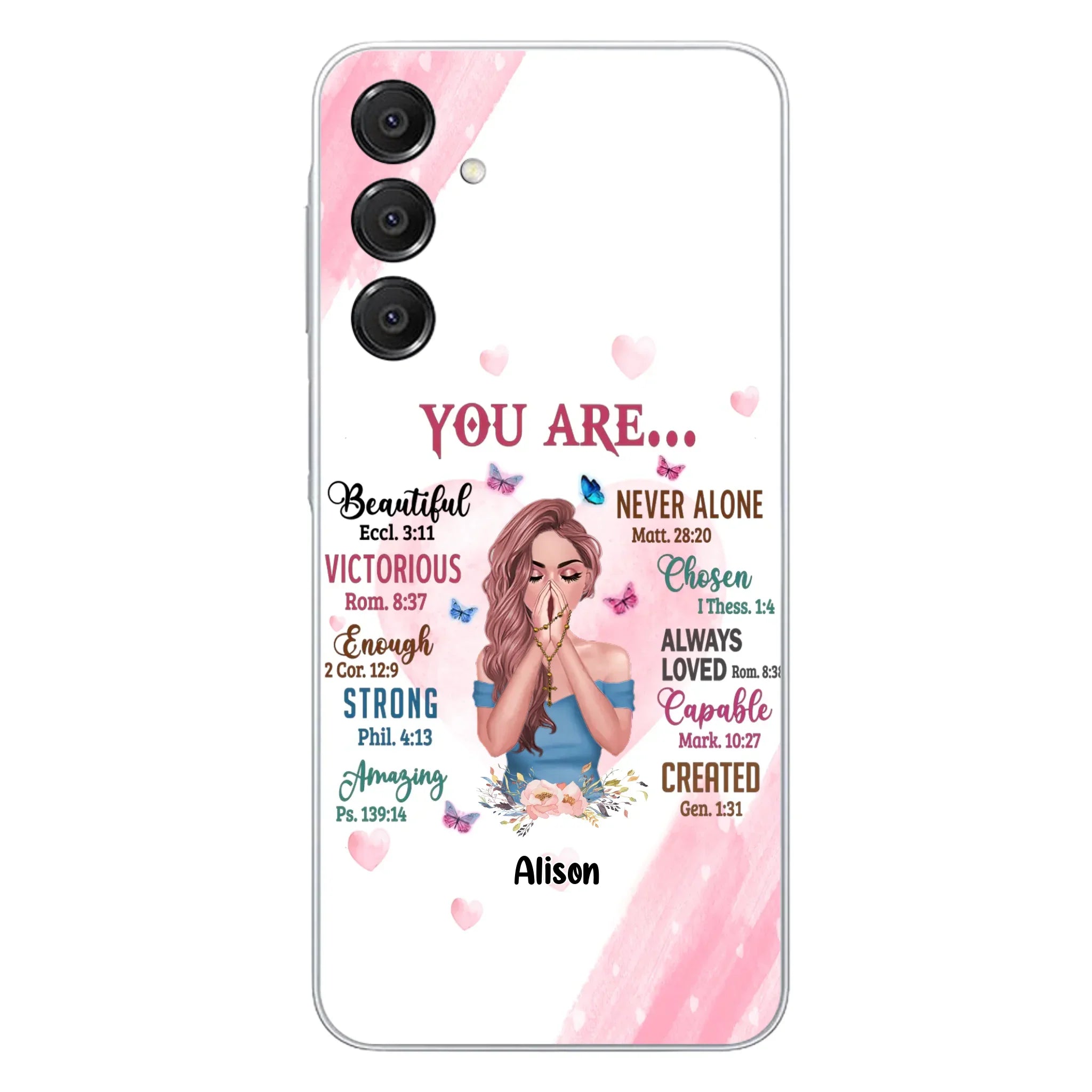 Custom Personalized Praying Girl Phone Case - Gift Idea for Girls/Friends - You Are Beautiful - Case for iPhone/Samsung