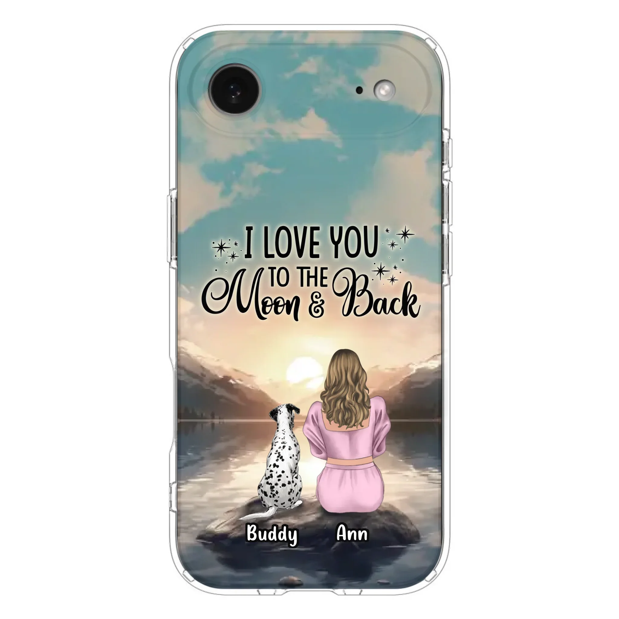 Custom Personalized Dog Mom Phone Case - Upto 6 Dogs - Gift Idea for Dog Lovers - I Love You To The Moon & Back - Case for iPhone/Samsung
