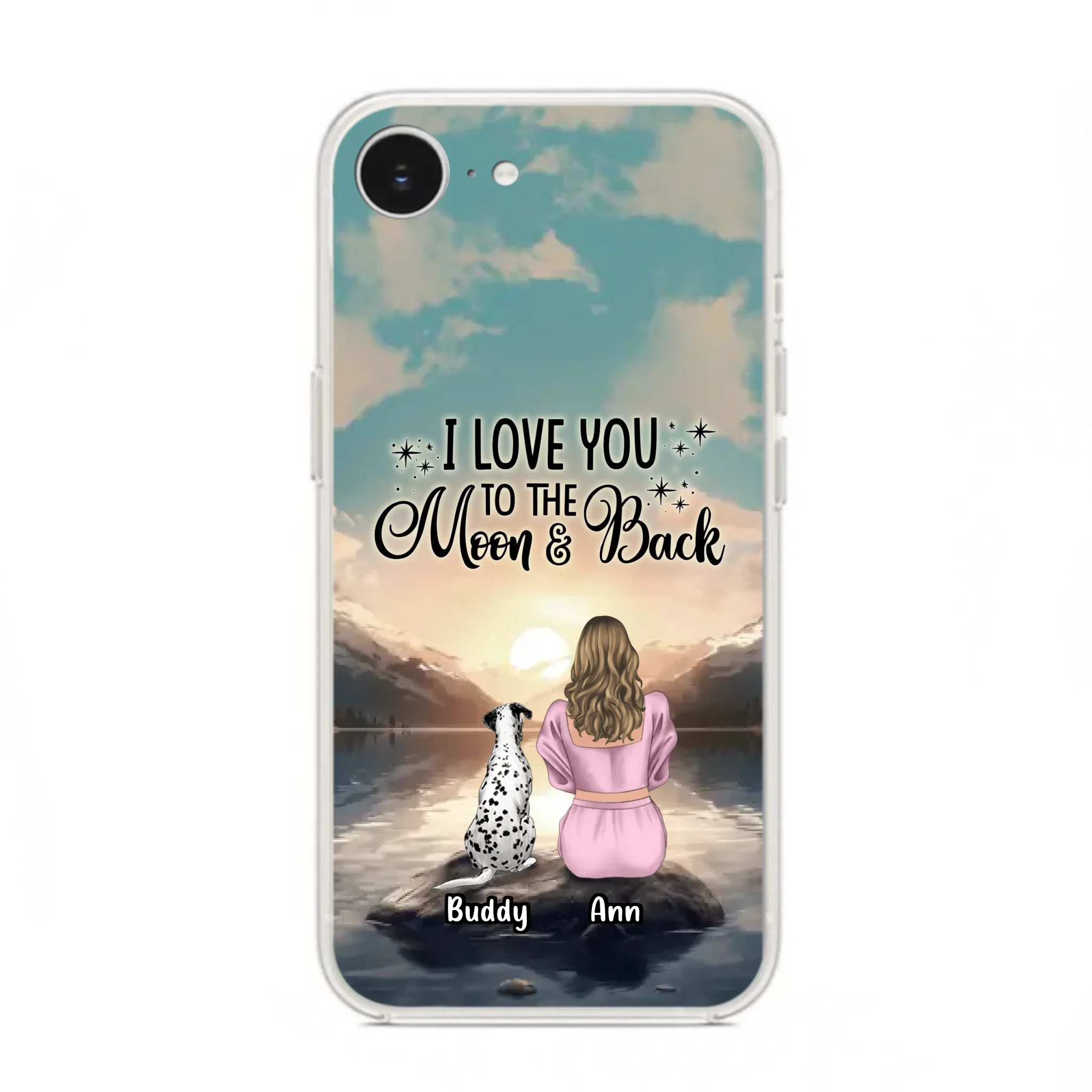 Custom Personalized Dog Mom Phone Case - Upto 6 Dogs - Gift Idea for Dog Lovers - I Love You To The Moon & Back - Case for iPhone/Samsung