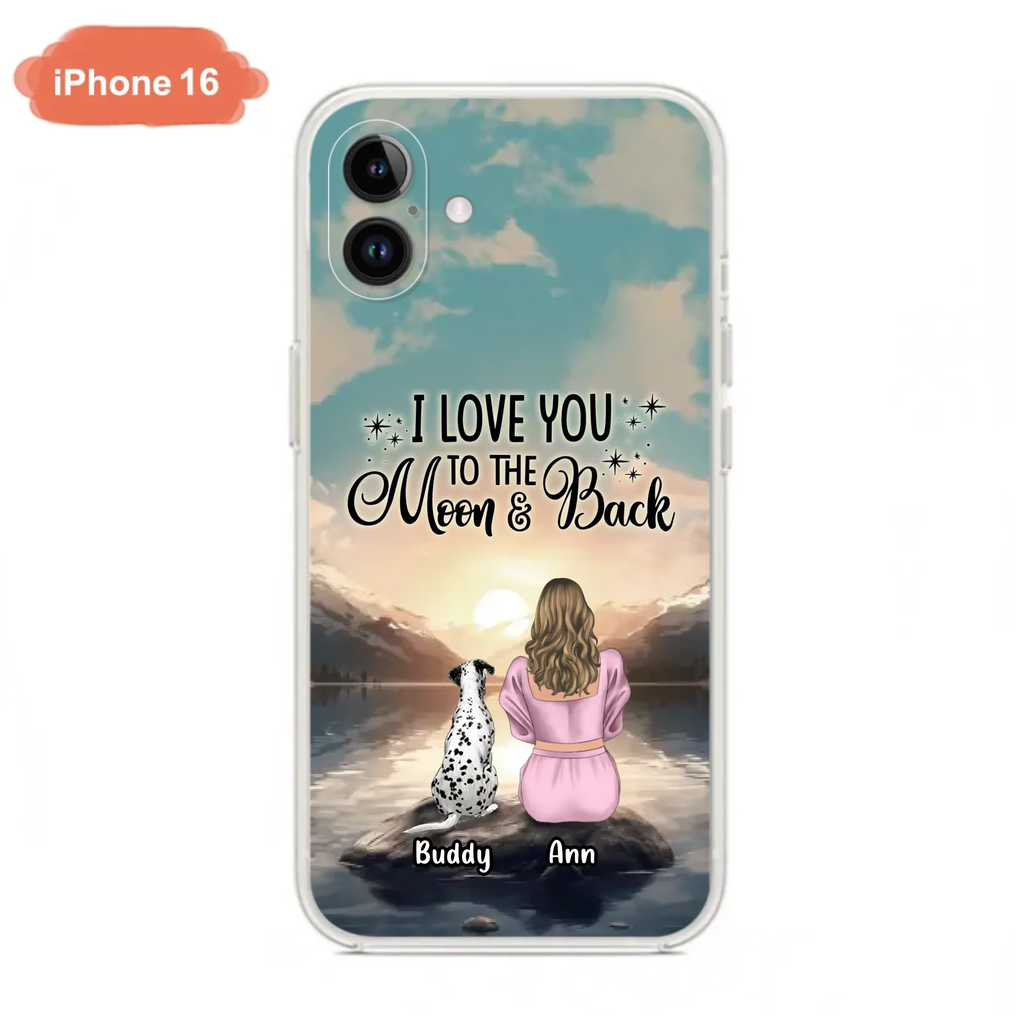 Custom Personalized Dog Mom Phone Case - Upto 6 Dogs - Gift Idea for Dog Lovers - I Love You To The Moon & Back - Case for iPhone/Samsung