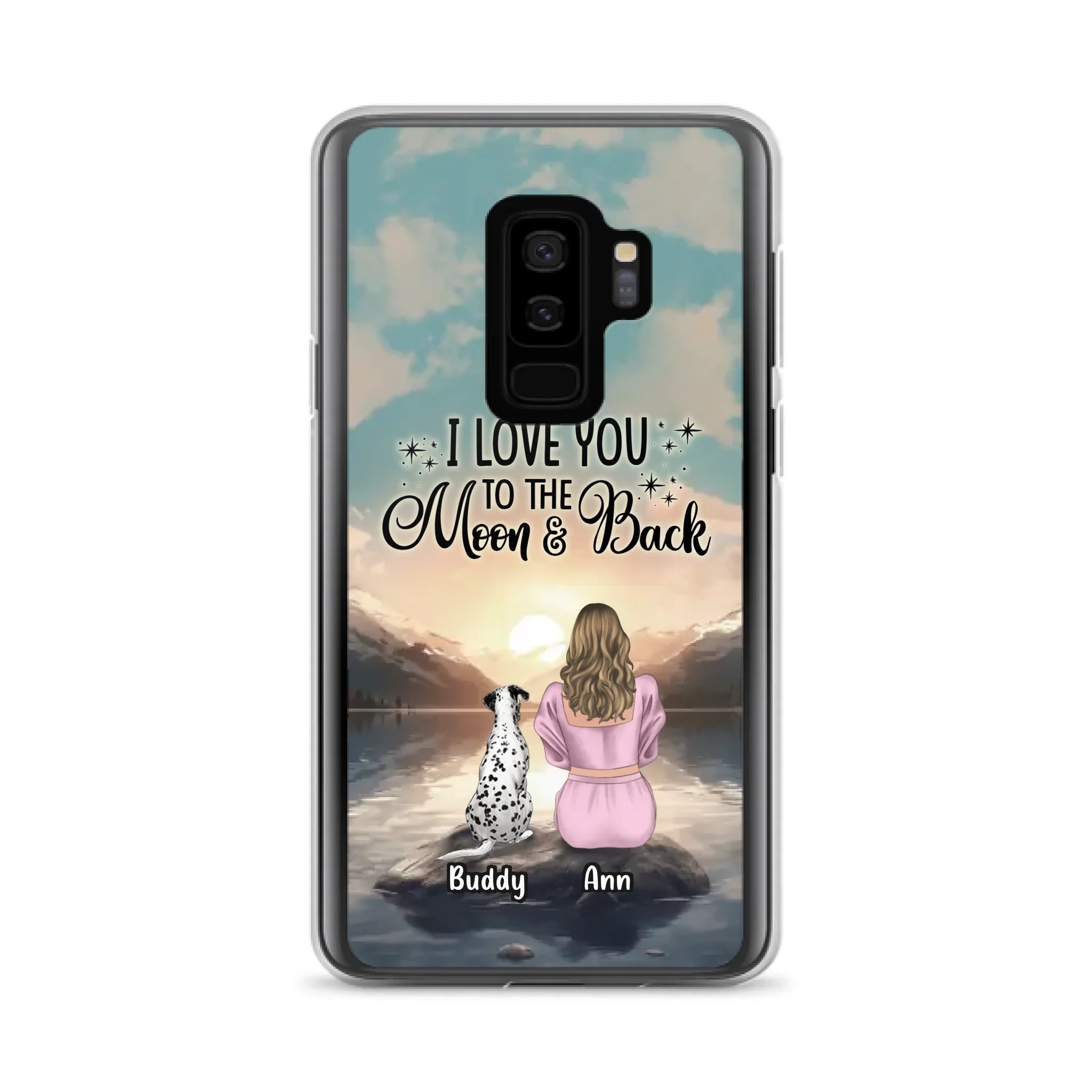 Custom Personalized Dog Mom Phone Case - Upto 6 Dogs - Gift Idea for Dog Lovers - I Love You To The Moon & Back - Case for iPhone/Samsung