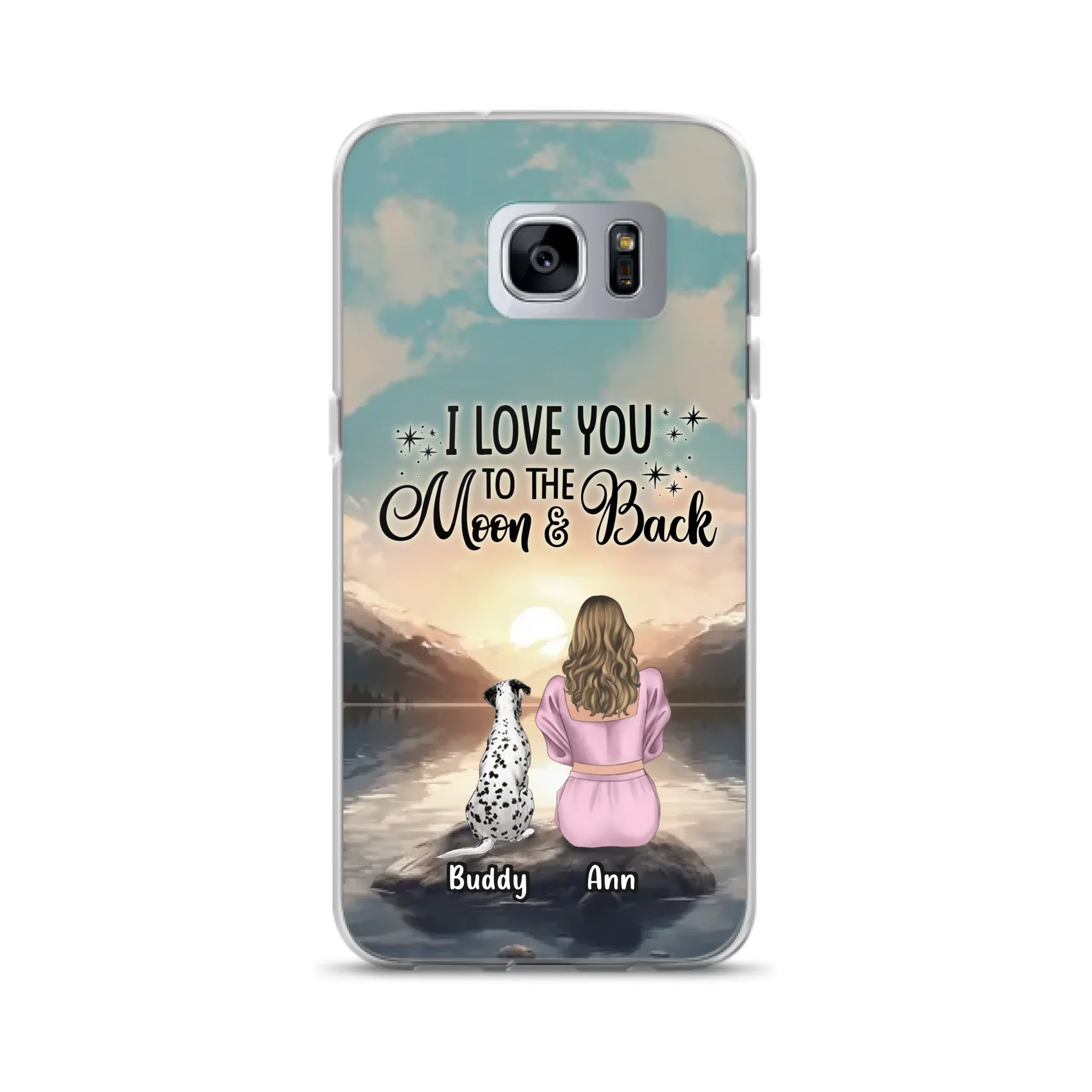 Custom Personalized Dog Mom Phone Case - Upto 6 Dogs - Gift Idea for Dog Lovers - I Love You To The Moon & Back - Case for iPhone/Samsung