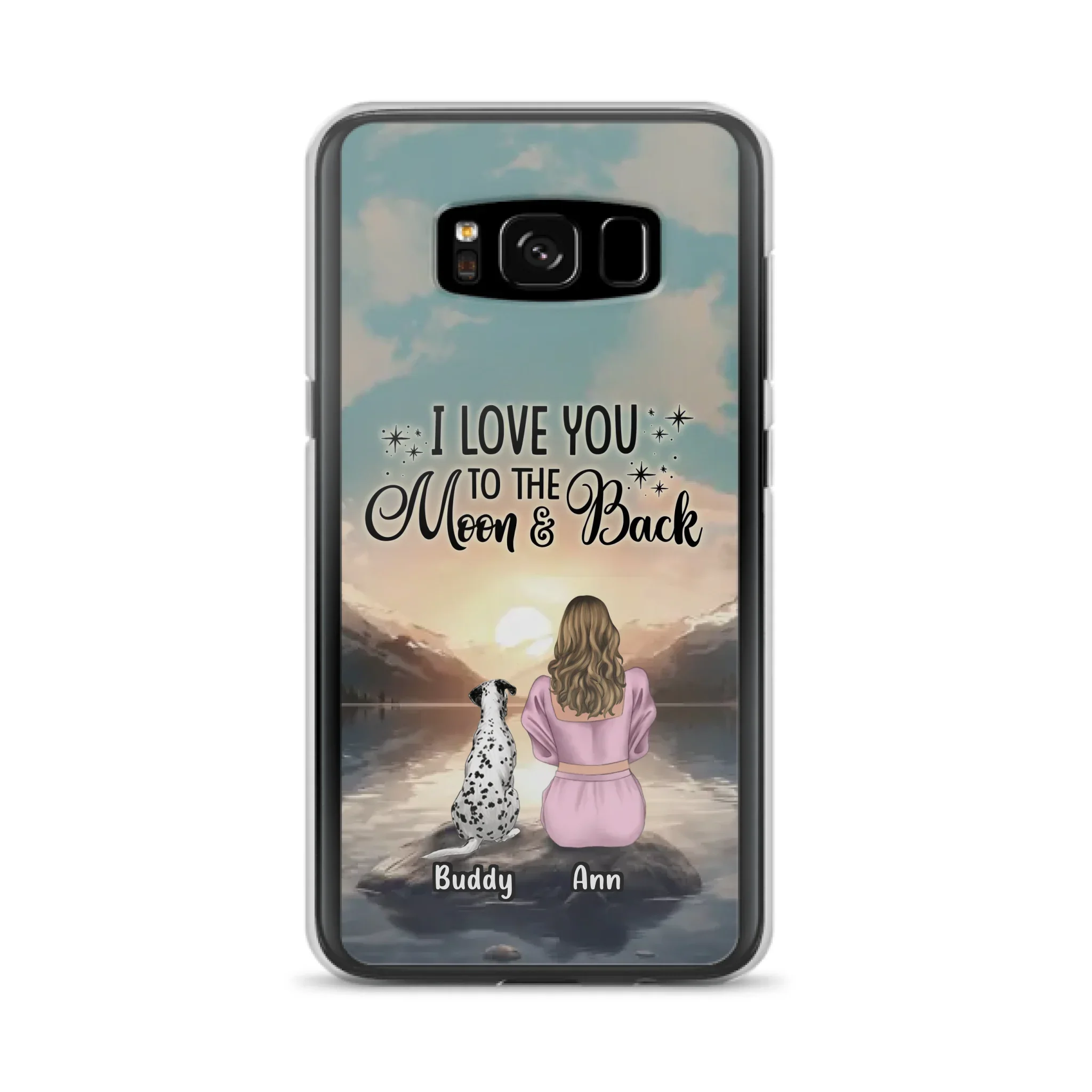 Custom Personalized Dog Mom Phone Case - Upto 6 Dogs - Gift Idea for Dog Lovers - I Love You To The Moon & Back - Case for iPhone/Samsung