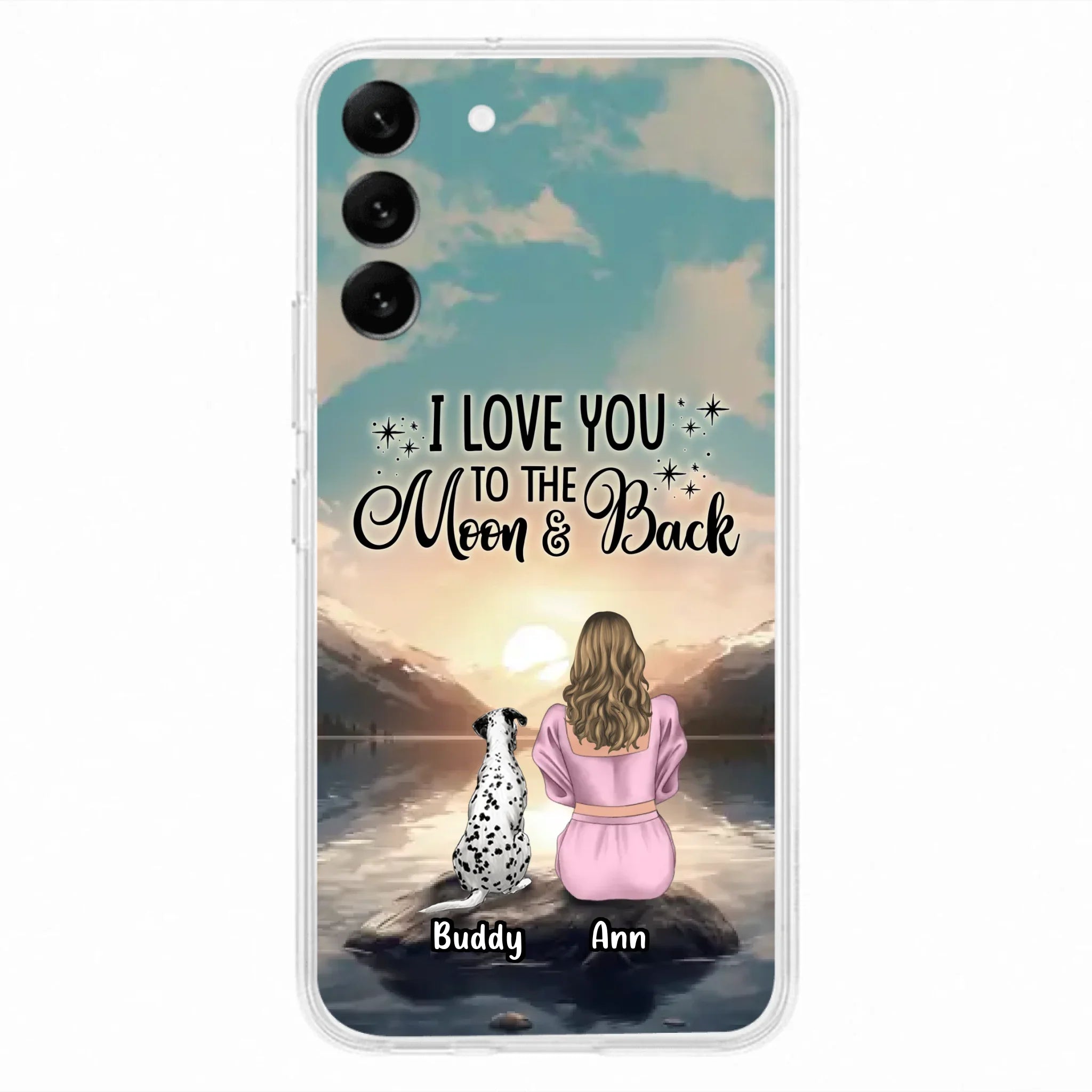 Custom Personalized Dog Mom Phone Case - Upto 6 Dogs - Gift Idea for Dog Lovers - I Love You To The Moon & Back - Case for iPhone/Samsung