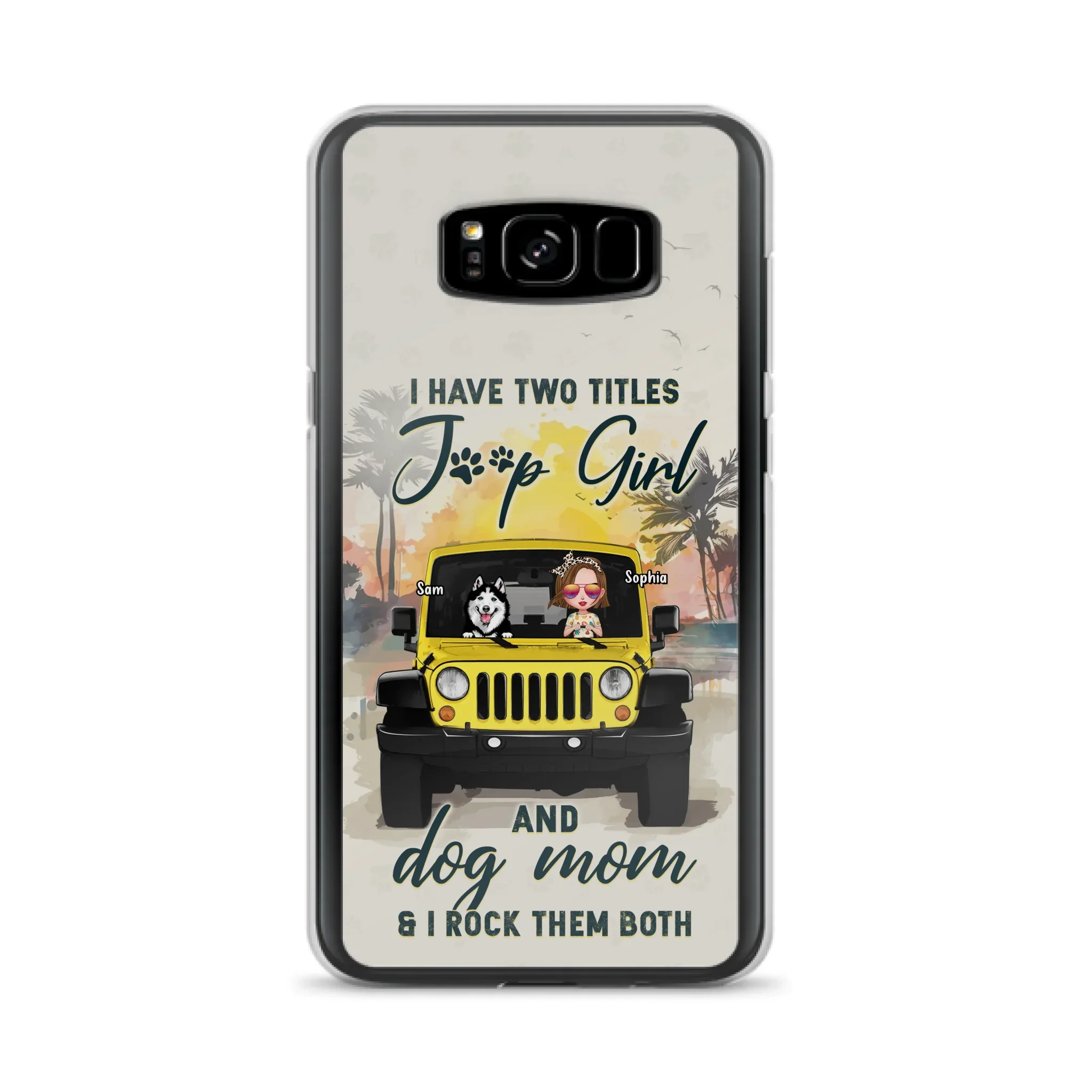 Custom Personalized Dog Mom Phone Case - Upto 3 Dogs - Gift Idea for Dog Lovers/Off-road Lovers - I Have Two Titles Jeep Girl And Dog Mom & I Rock Them Both - Case for iPhone/Samsung