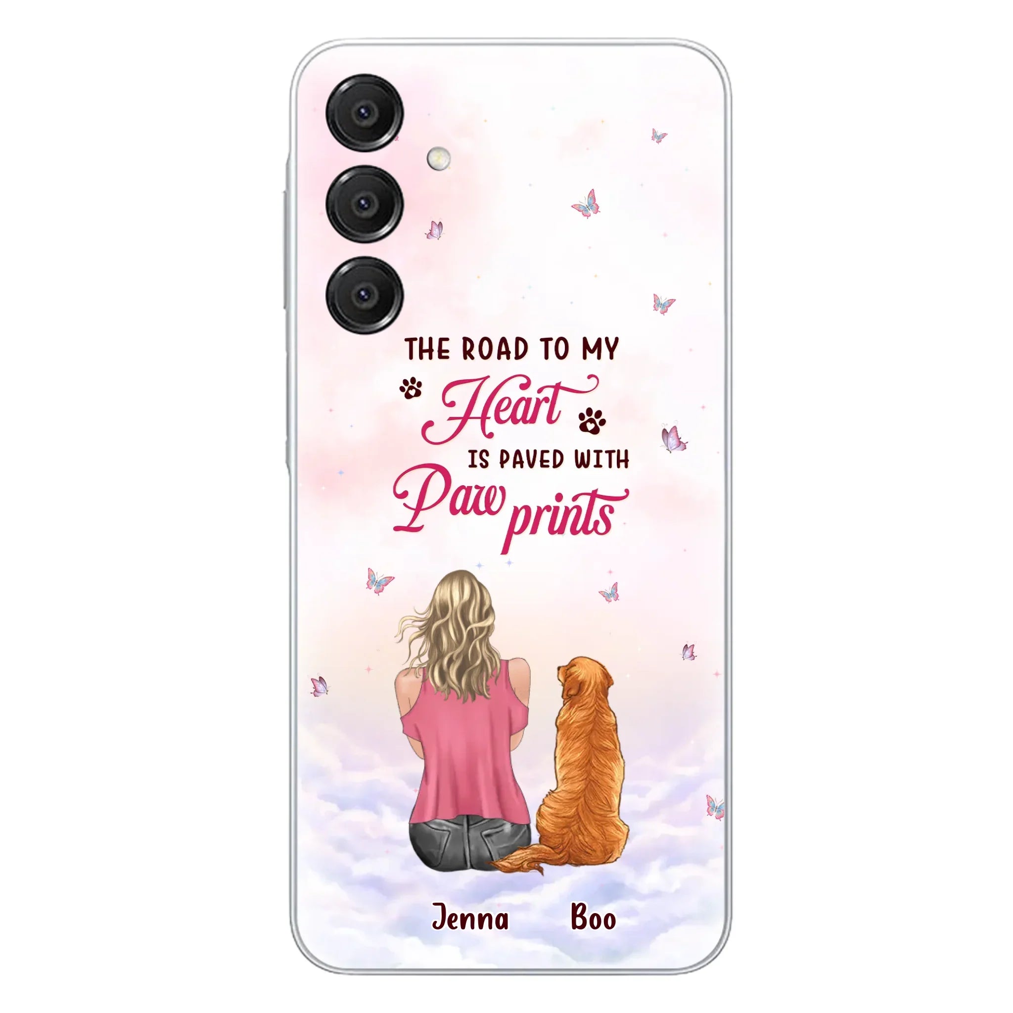 Custom Personalized Dog Mom Phone Case - Upto 5 Dogs - Gift Idea For Dog Lovers - The Road To My Heart Is Paved With Pawprints - Case for iPhone/Samsung
