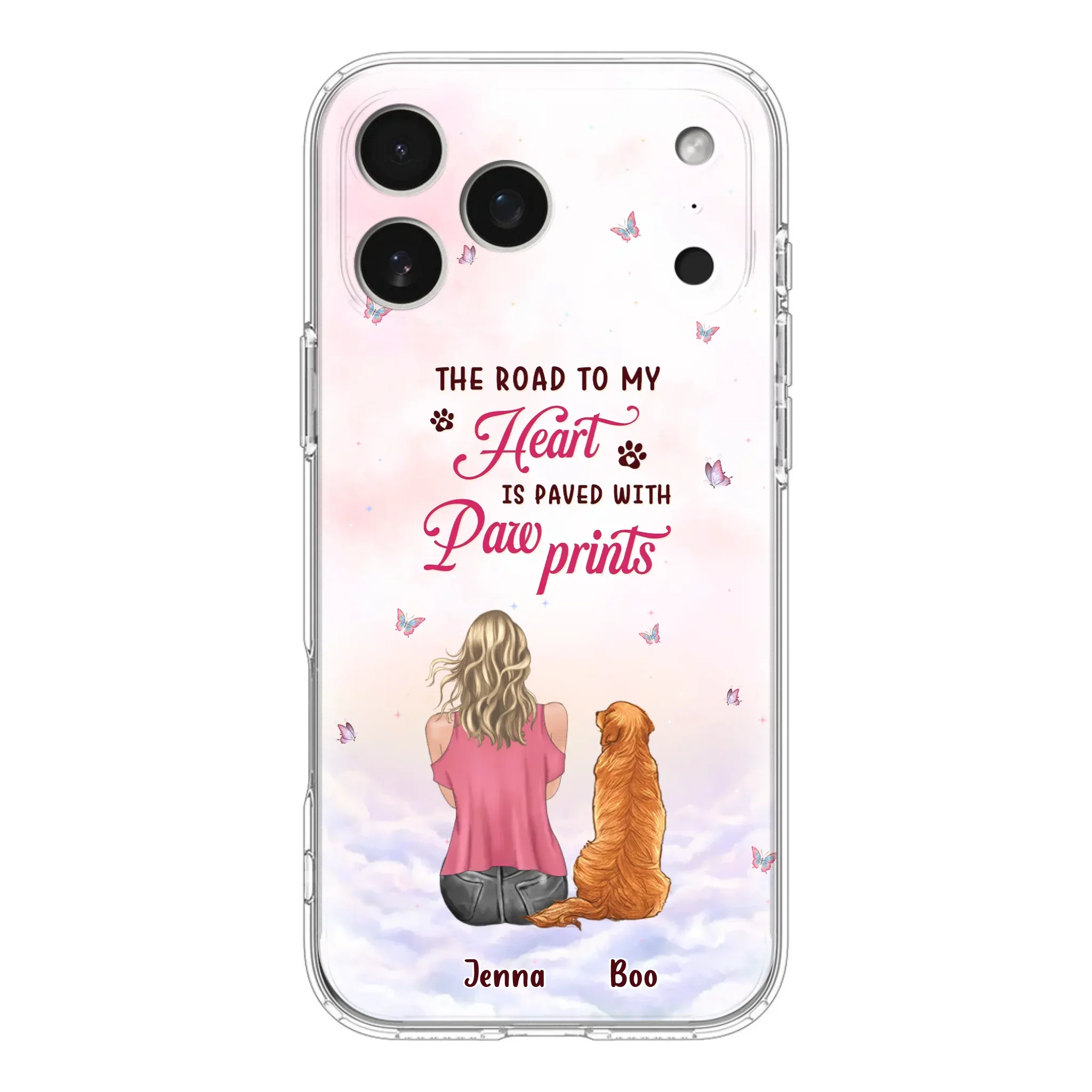 Custom Personalized Dog Mom Phone Case - Upto 5 Dogs - Gift Idea For Dog Lovers - The Road To My Heart Is Paved With Pawprints - Case for iPhone/Samsung