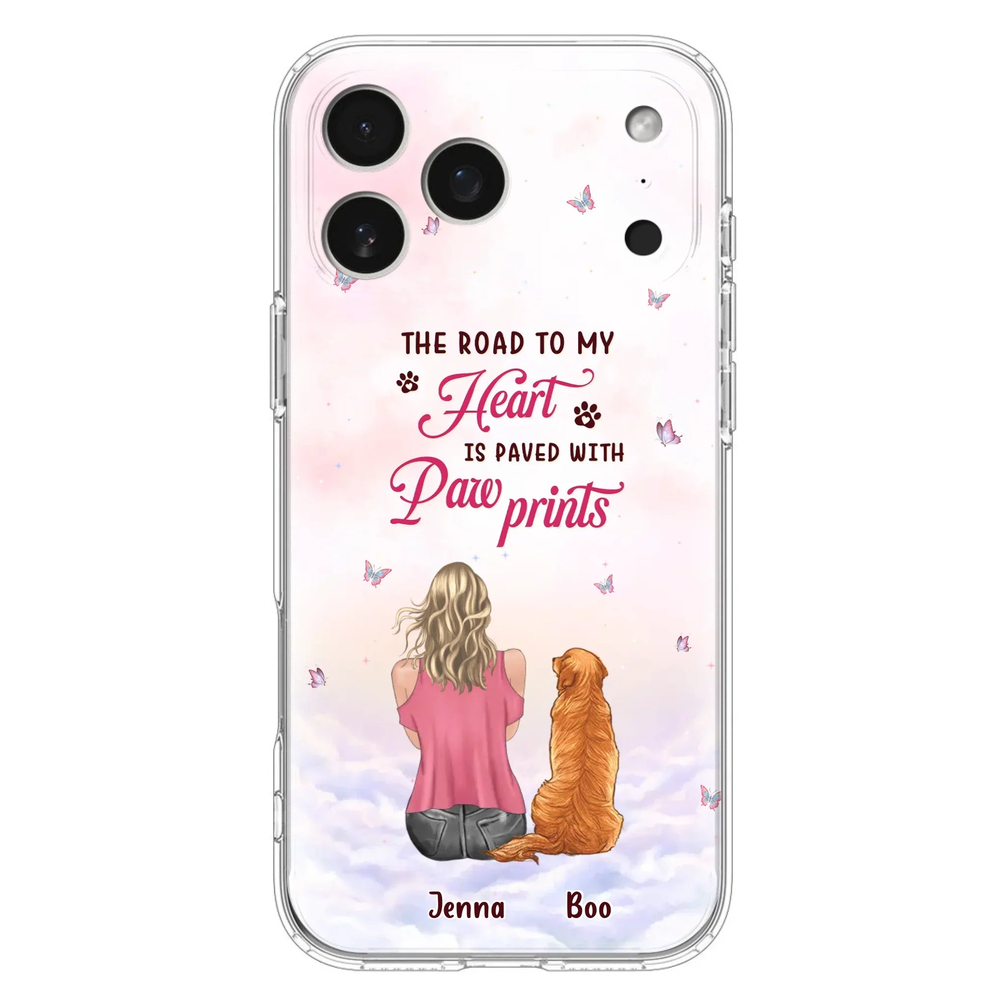 Custom Personalized Dog Mom Phone Case - Upto 5 Dogs - Gift Idea For Dog Lovers - The Road To My Heart Is Paved With Pawprints - Case for iPhone/Samsung