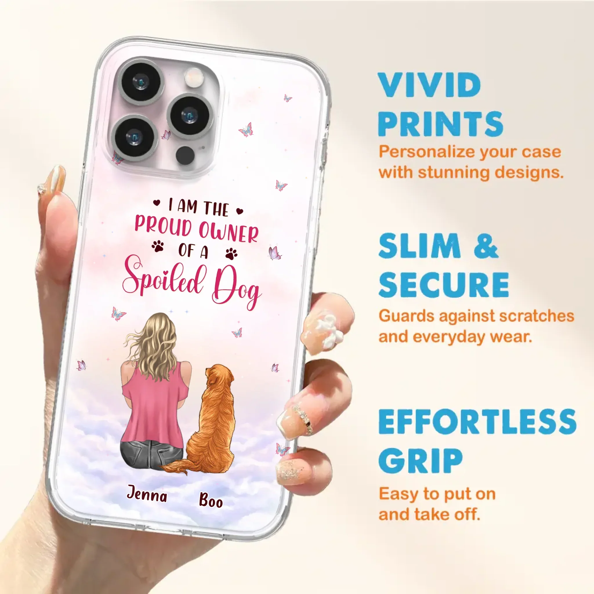 Custom Personalized Dog Mom Phone Case - Upto 5 Dogs - Gift Idea For Dog Lovers - I Am The Proud Owner Of A Spoiled Dog - Case for iPhone/Samsung