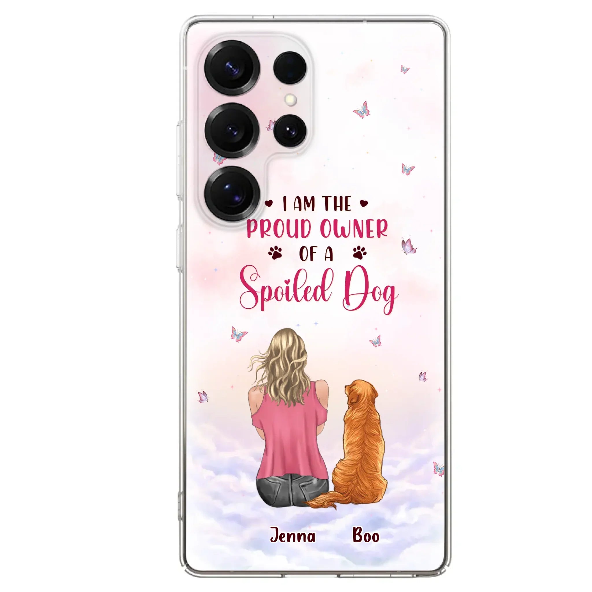 Custom Personalized Dog Mom Phone Case - Upto 5 Dogs - Gift Idea For Dog Lovers - I Am The Proud Owner Of A Spoiled Dog - Case for iPhone/Samsung