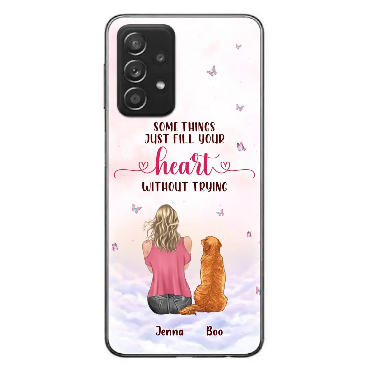 Custom Personalized Dog Mom Phone Case - Upto 5 Dogs - Gift Idea For Dog Lovers - Some Things Just Fill Your Heart Without Trying - Case for iPhone/Samsung