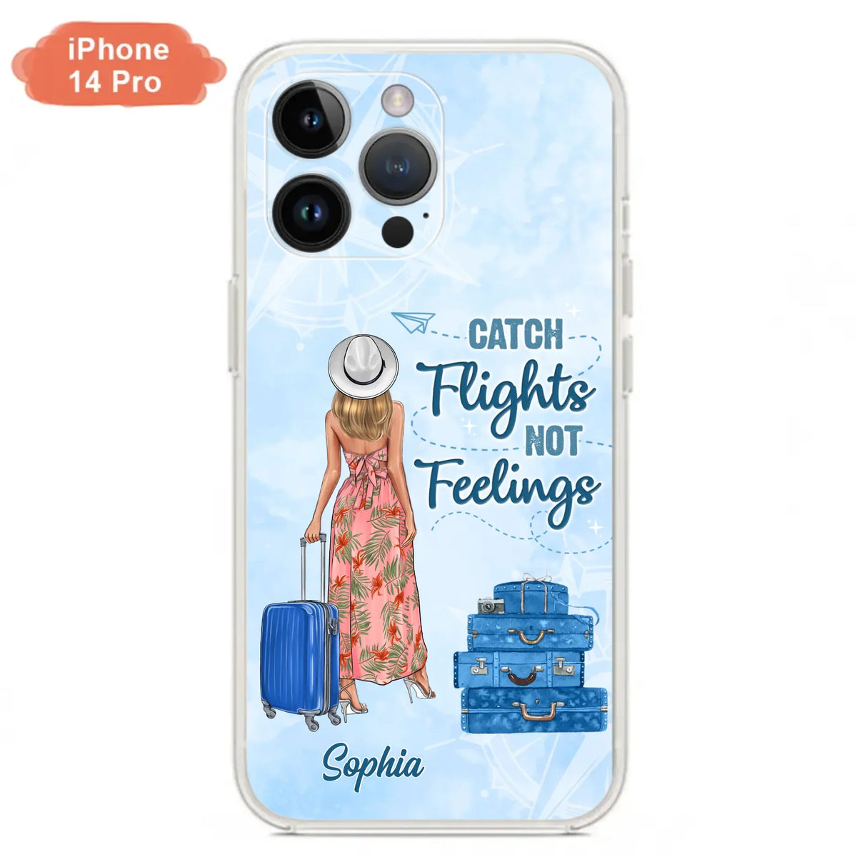 Custom Personalized Traveling Girl Phone Case - Gift Idea For Traveling Lovers - Catch Flights Not Feelings - Cases For iPhone/Samsung