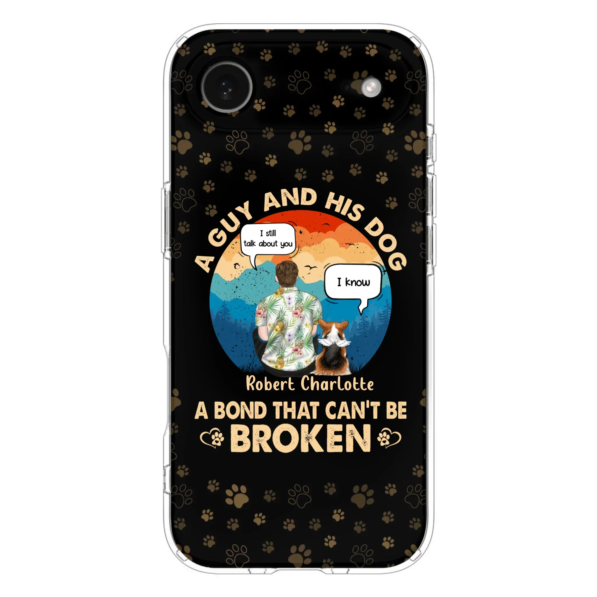 Custom Personalized Dog Dad Phone Case - Gift Idea For Father's Day/Dog Lovers - Upto 4 Dogs - A Guy And His Dog A Bond That Can't Be Broken - Cases For iPhone/Samsung