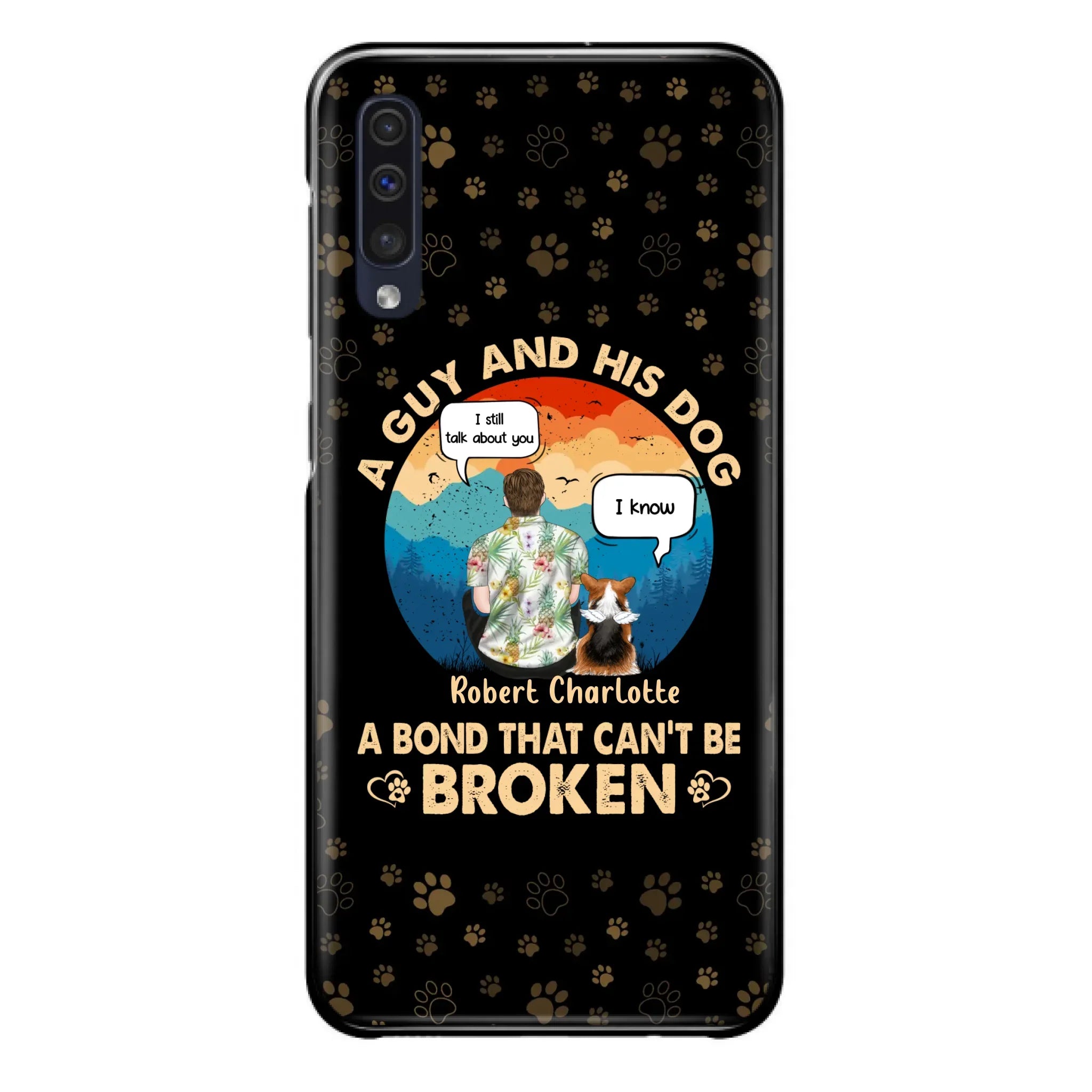 Custom Personalized Dog Dad Phone Case - Gift Idea For Father's Day/Dog Lovers - Upto 4 Dogs - A Guy And His Dog A Bond That Can't Be Broken - Cases For iPhone/Samsung