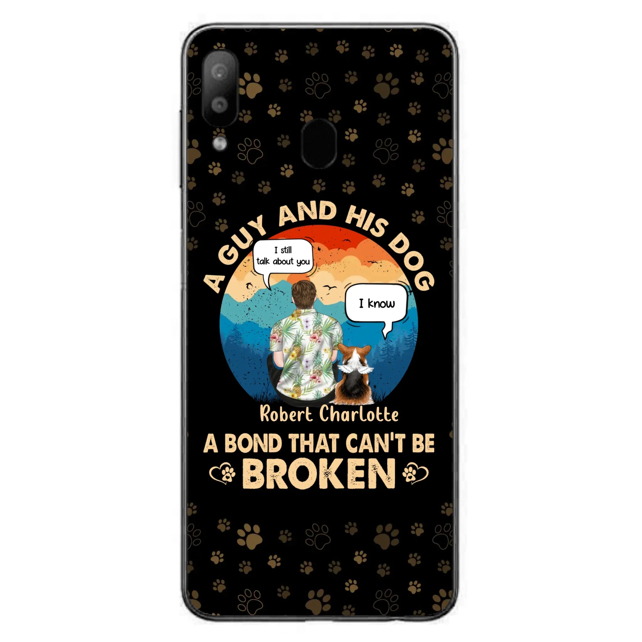 Custom Personalized Dog Dad Phone Case - Gift Idea For Father's Day/Dog Lovers - Upto 4 Dogs - A Guy And His Dog A Bond That Can't Be Broken - Cases For iPhone/Samsung
