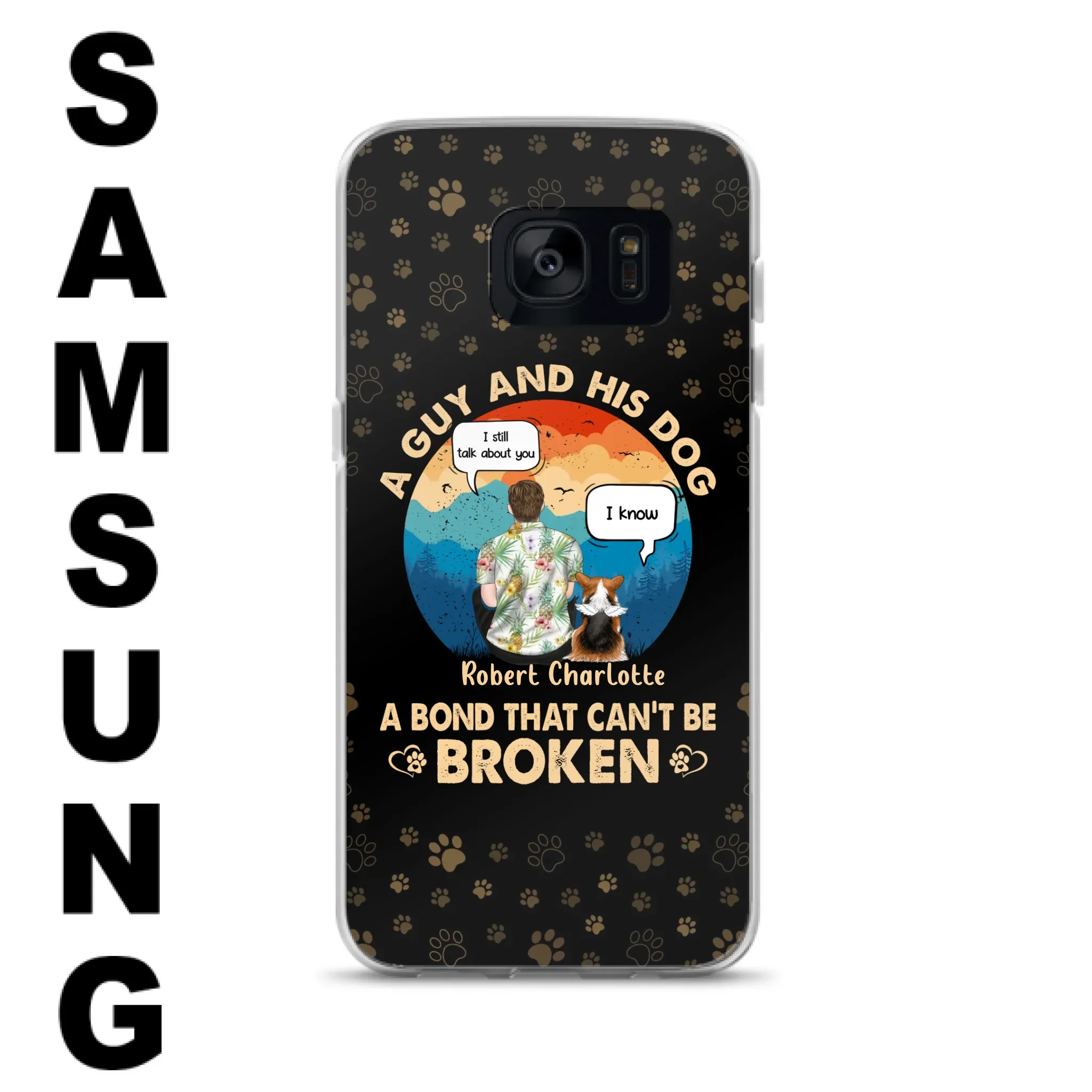 Custom Personalized Dog Dad Phone Case - Gift Idea For Father's Day/Dog Lovers - Upto 4 Dogs - A Guy And His Dog A Bond That Can't Be Broken - Cases For iPhone/Samsung