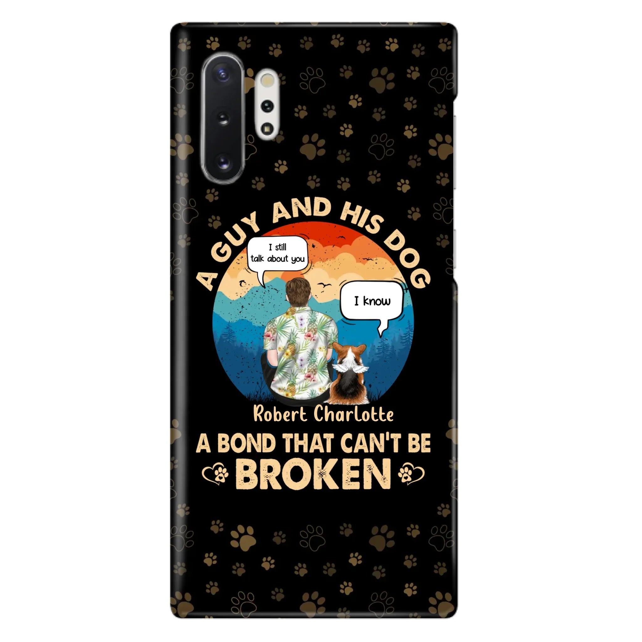 Custom Personalized Dog Dad Phone Case - Gift Idea For Father's Day/Dog Lovers - Upto 4 Dogs - A Guy And His Dog A Bond That Can't Be Broken - Cases For iPhone/Samsung