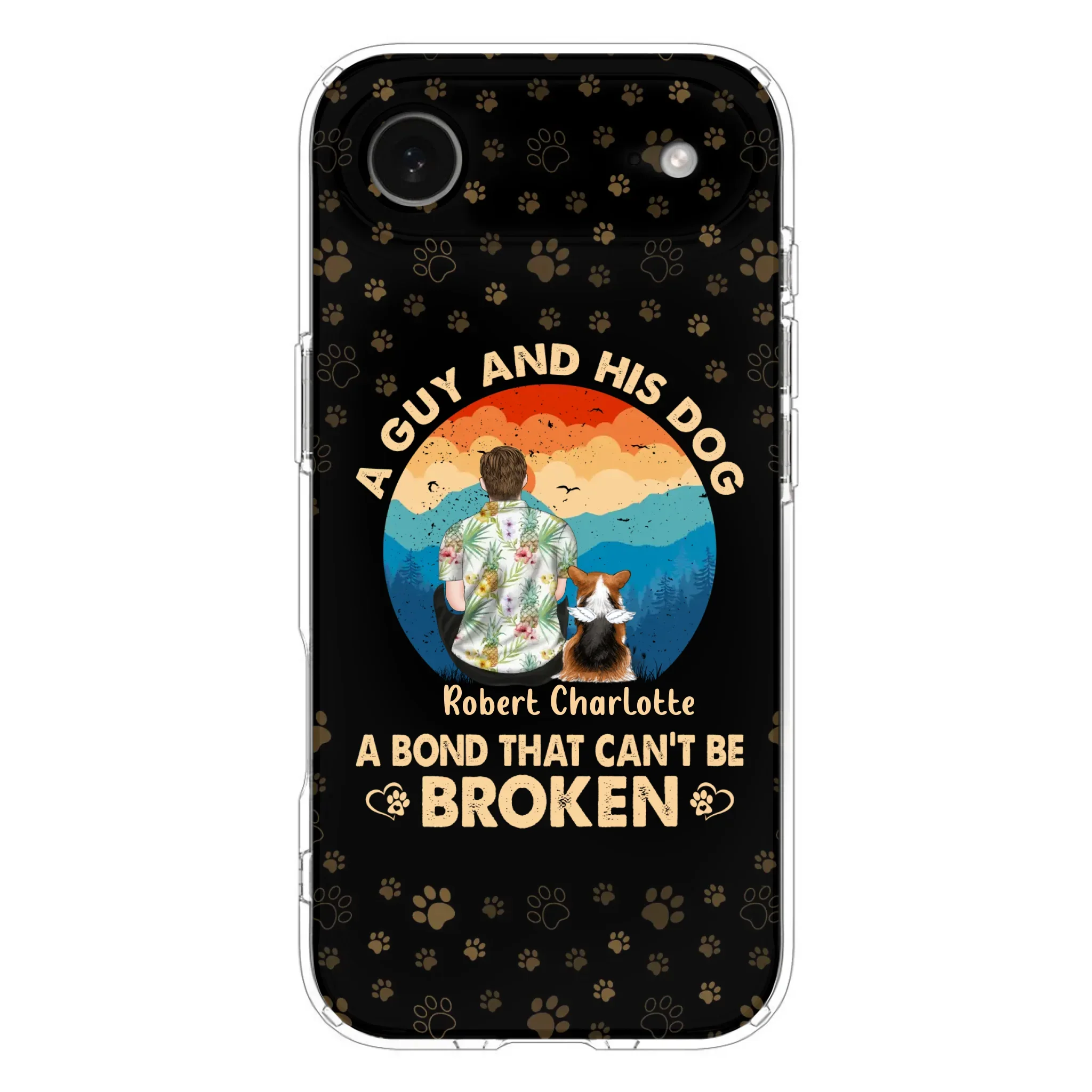 Custom Personalized Dog Dad Phone Case - Father's Day Gift Idea for Dad/Dog Lovers - Upto 4 Dogs - A Guy And His Dog A Bond That Can't Be Broken - Cases For iPhone/Samsung
