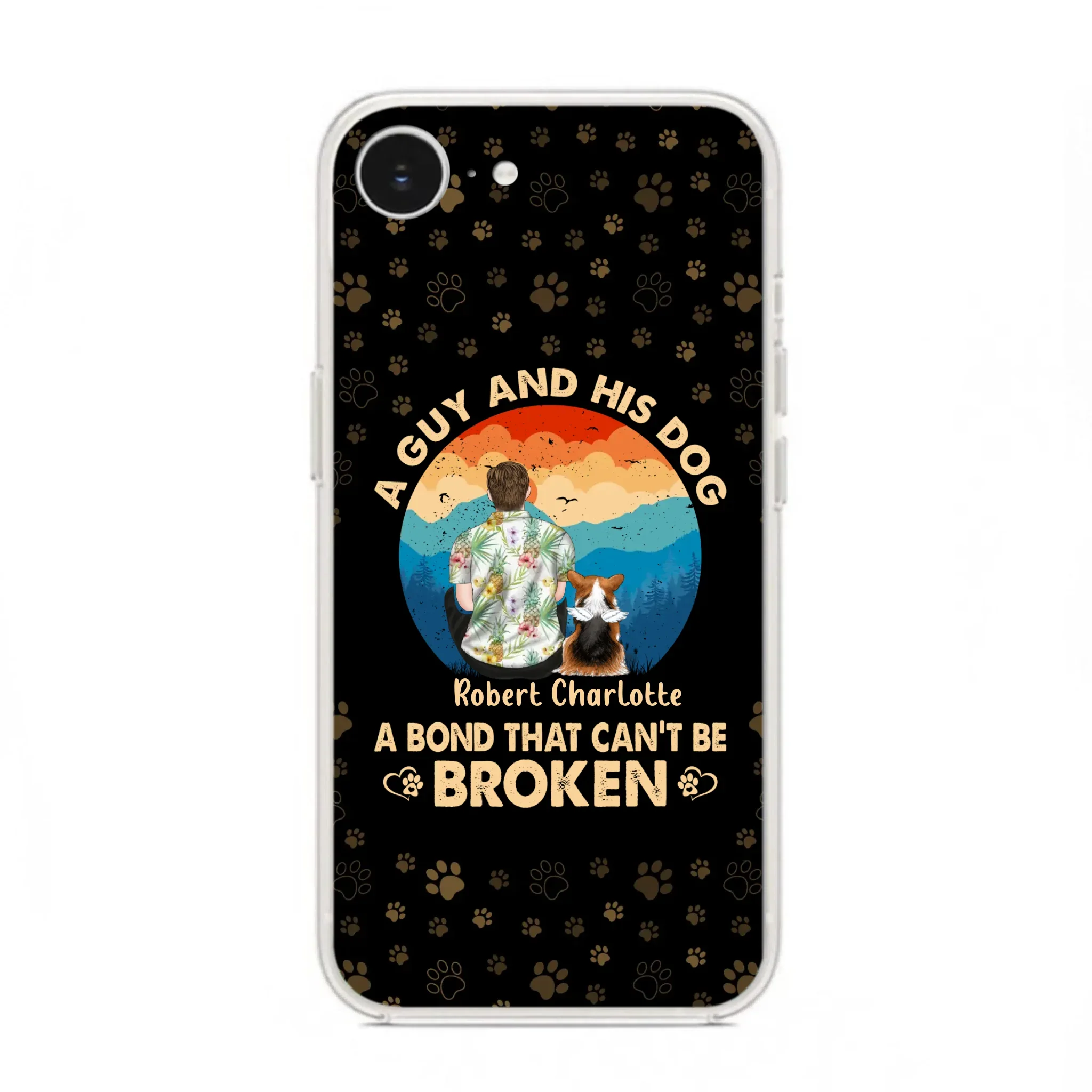 Custom Personalized Dog Dad Phone Case - Father's Day Gift Idea for Dad/Dog Lovers - Upto 4 Dogs - A Guy And His Dog A Bond That Can't Be Broken - Cases For iPhone/Samsung