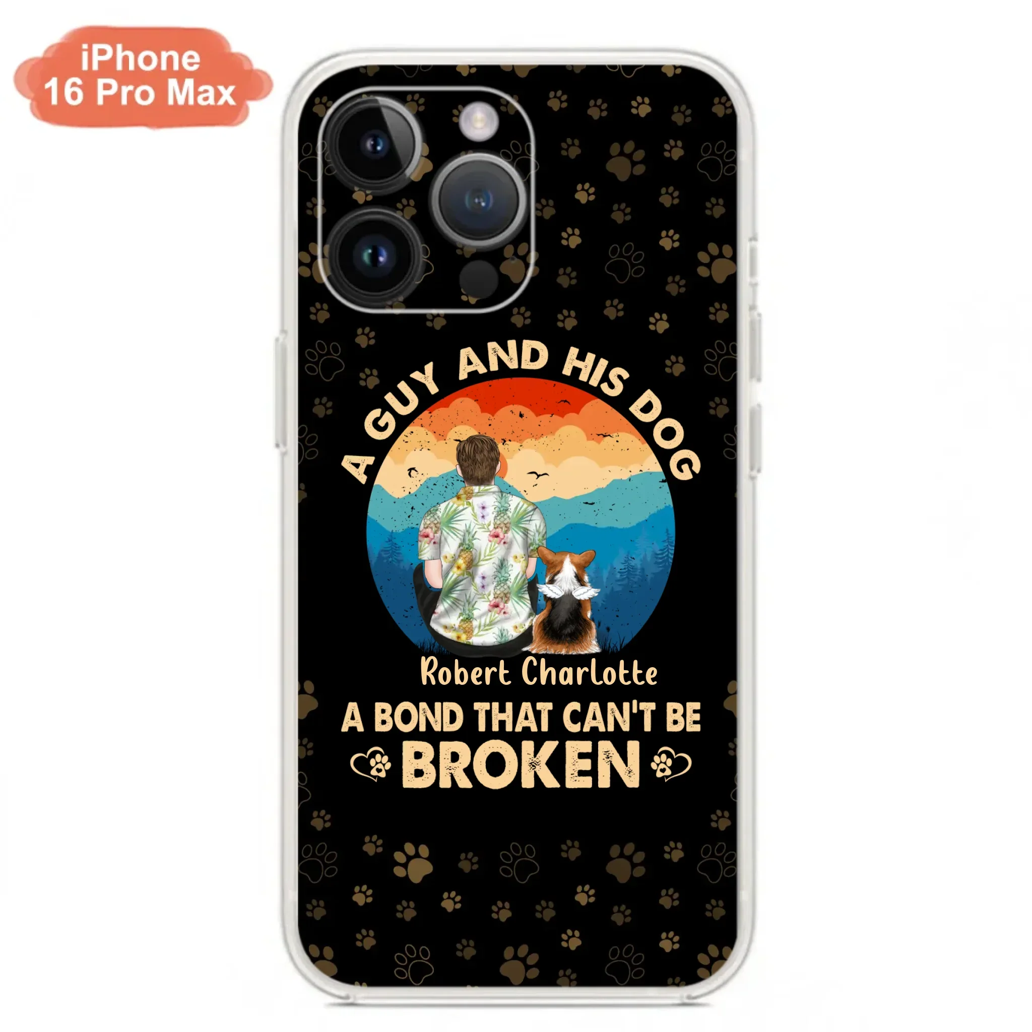 Custom Personalized Dog Dad Phone Case - Father's Day Gift Idea for Dad/Dog Lovers - Upto 4 Dogs - A Guy And His Dog A Bond That Can't Be Broken - Cases For iPhone/Samsung