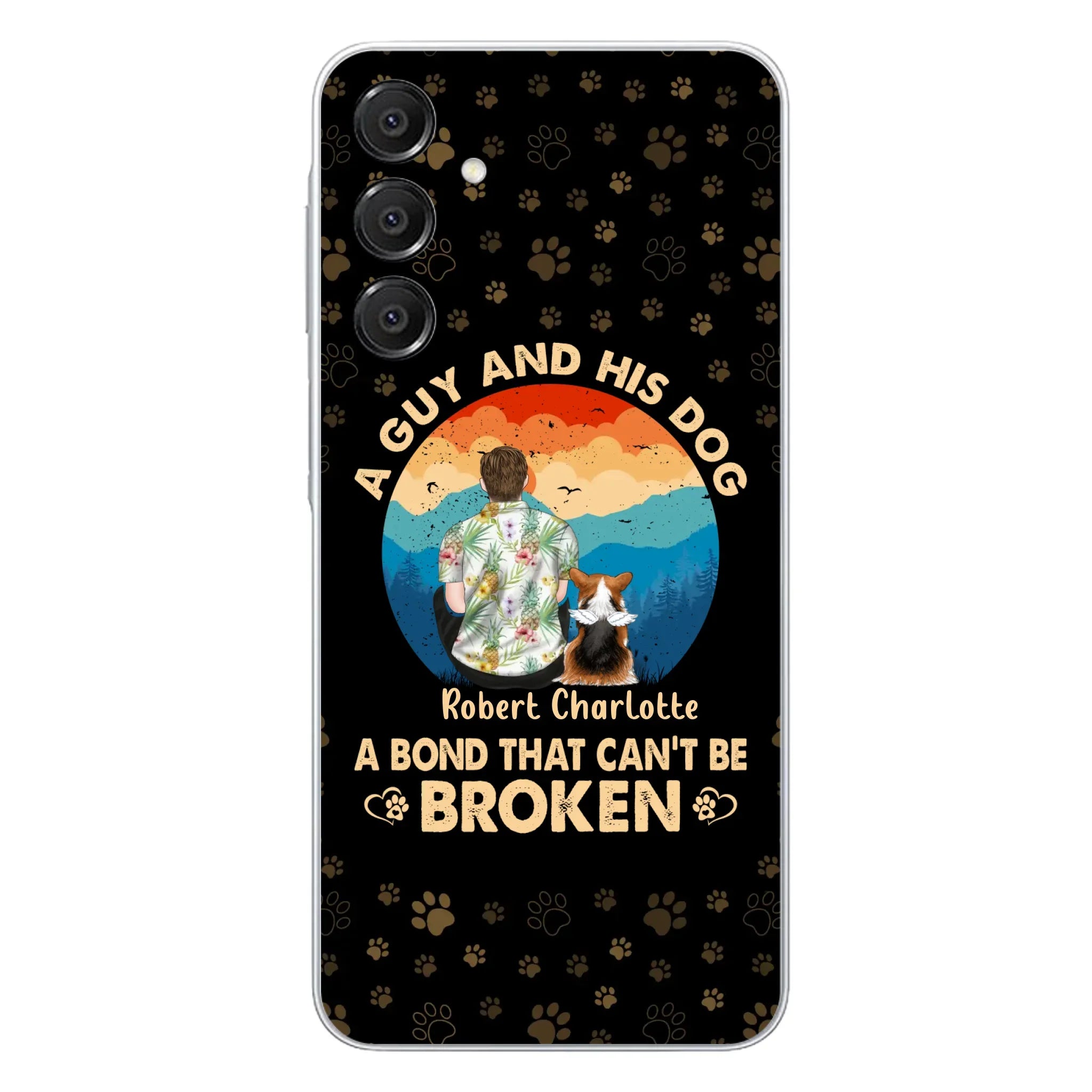 Custom Personalized Dog Dad Phone Case - Father's Day Gift Idea for Dad/Dog Lovers - Upto 4 Dogs - A Guy And His Dog A Bond That Can't Be Broken - Cases For iPhone/Samsung
