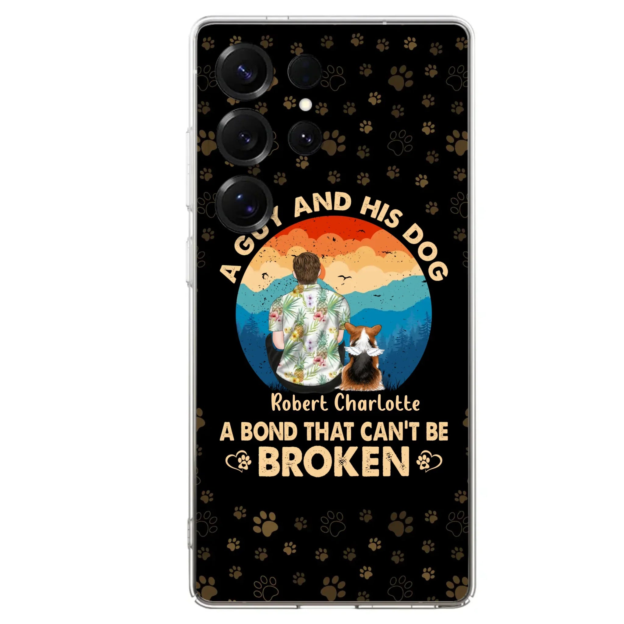 Custom Personalized Dog Dad Phone Case - Father's Day Gift Idea for Dad/Dog Lovers - Upto 4 Dogs - A Guy And His Dog A Bond That Can't Be Broken - Cases For iPhone/Samsung