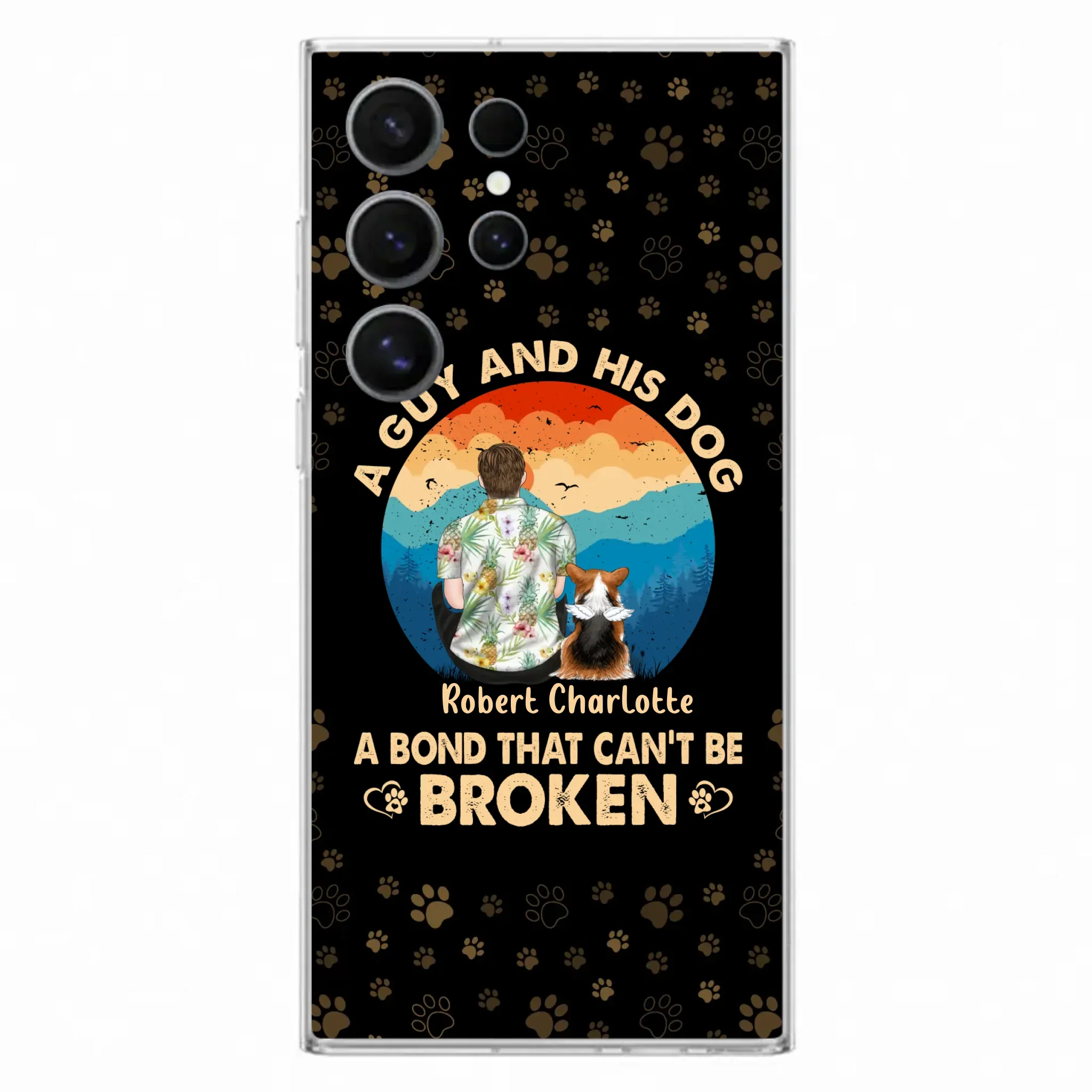 Custom Personalized Dog Dad Phone Case - Father's Day Gift Idea for Dad/Dog Lovers - Upto 4 Dogs - A Guy And His Dog A Bond That Can't Be Broken - Cases For iPhone/Samsung