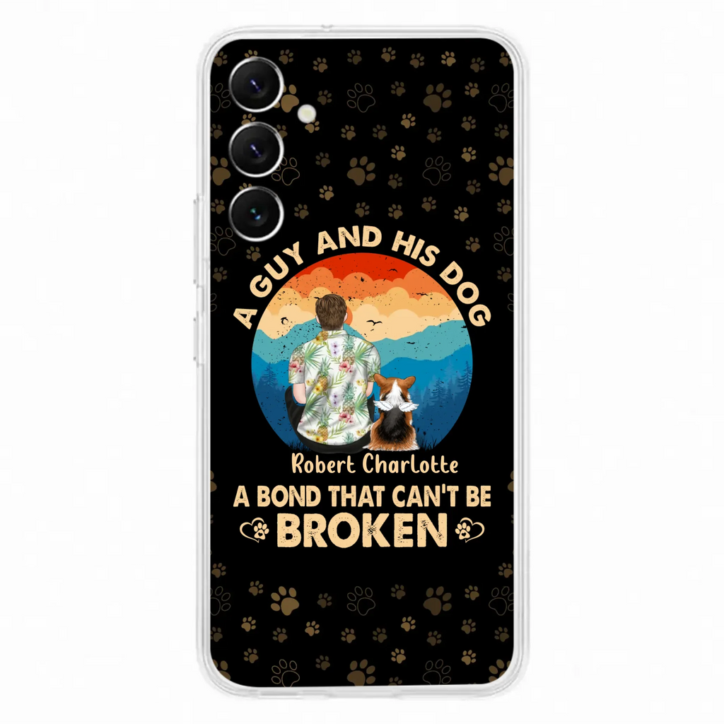 Custom Personalized Dog Dad Phone Case - Father's Day Gift Idea for Dad/Dog Lovers - Upto 4 Dogs - A Guy And His Dog A Bond That Can't Be Broken - Cases For iPhone/Samsung