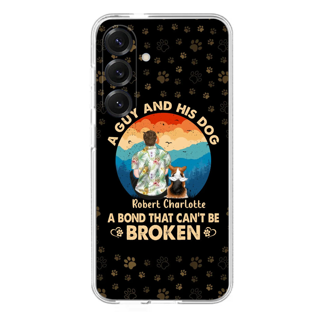 Custom Personalized Dog Dad Phone Case - Father's Day Gift Idea for Dad/Dog Lovers - Upto 4 Dogs - A Guy And His Dog A Bond That Can't Be Broken - Cases For iPhone/Samsung