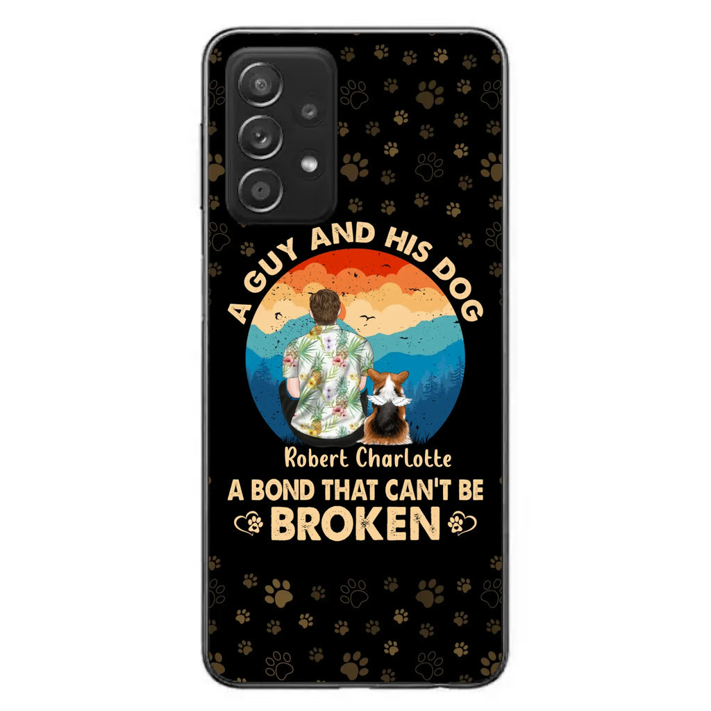 Custom Personalized Dog Dad Phone Case - Father's Day Gift Idea for Dad/Dog Lovers - Upto 4 Dogs - A Guy And His Dog A Bond That Can't Be Broken - Cases For iPhone/Samsung