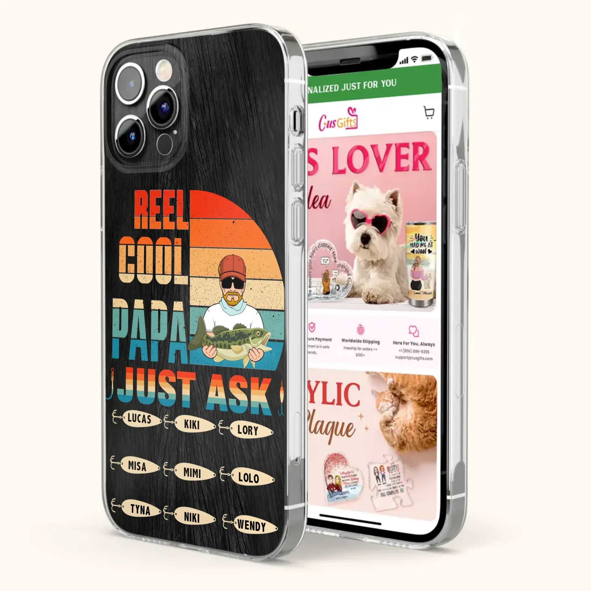Custom Personalized Reel Cool Dad Phone Case - Gift Idea For Father's Day/Grandpa/Fishing Lovers - Upto 9 Kids - Reel Cool Papa Just Ask - Cases For iPhone/Samsung