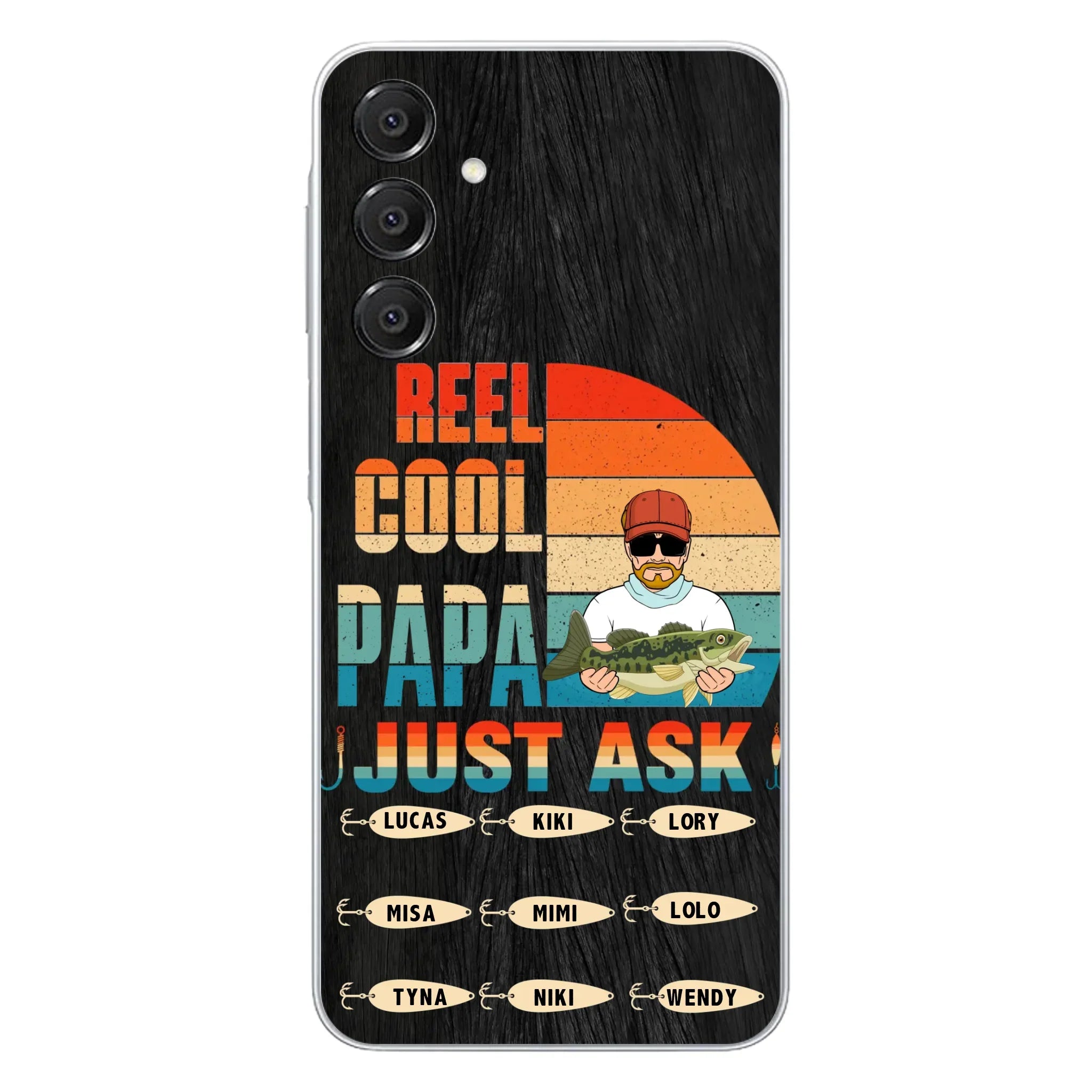 Custom Personalized Reel Cool Dad Phone Case - Gift Idea For Father's Day/Grandpa/Fishing Lovers - Upto 9 Kids - Reel Cool Papa Just Ask - Cases For iPhone/Samsung