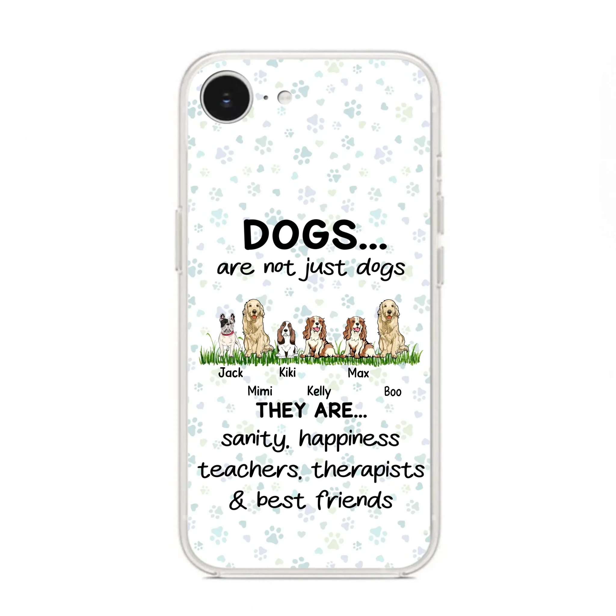 Custom Personalized Dogs Phone Case - Gift Idea For Dog Lovers - Upto 6 Dogs - Dogs Are Not Just Dogs They Are Sanity Happiness Teachers Therapists & Best Friends - Case For iPhone/Samsung