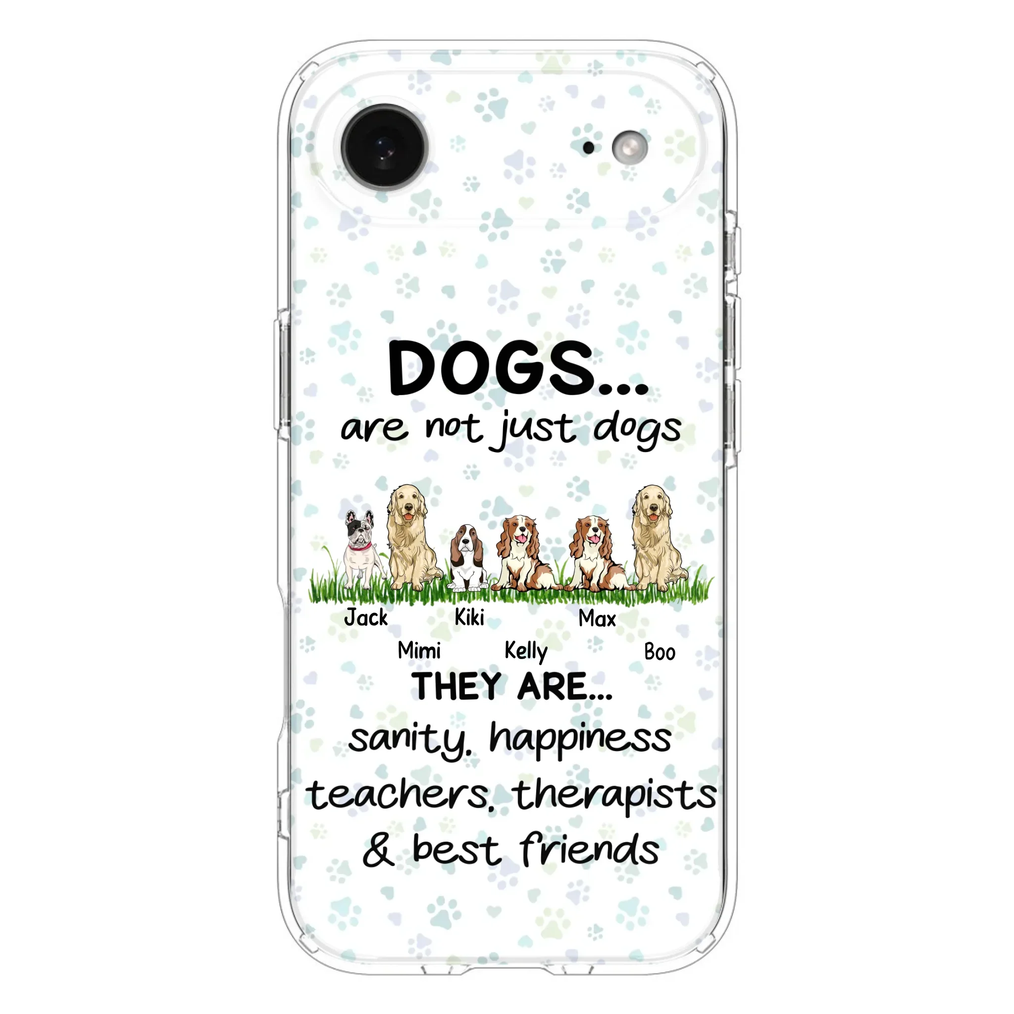 Custom Personalized Dogs Phone Case - Gift Idea For Dog Lovers - Upto 6 Dogs - Dogs Are Not Just Dogs They Are Sanity Happiness Teachers Therapists & Best Friends - Case For iPhone/Samsung