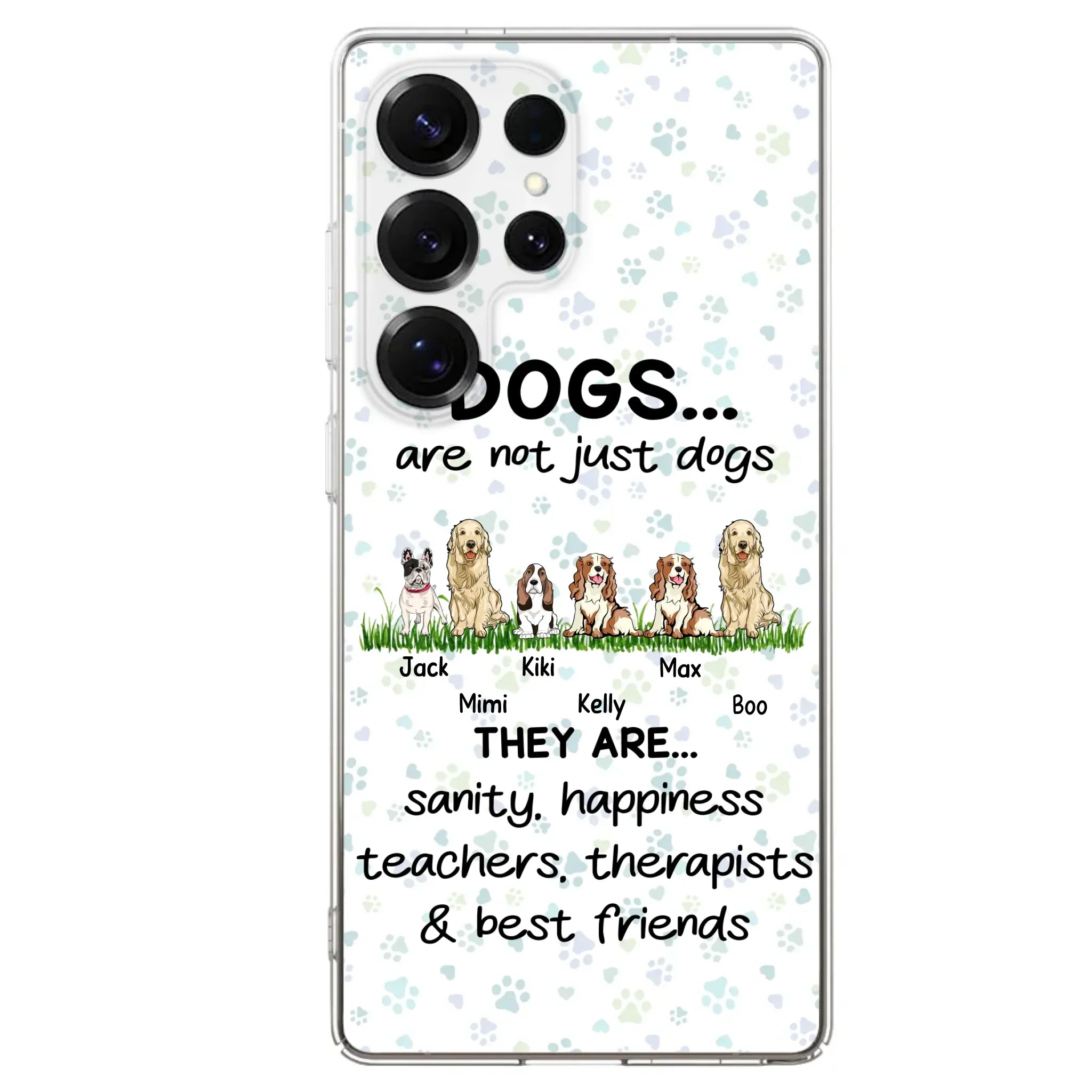 Custom Personalized Dogs Phone Case - Gift Idea For Dog Lovers - Upto 6 Dogs - Dogs Are Not Just Dogs They Are Sanity Happiness Teachers Therapists & Best Friends - Case For iPhone/Samsung