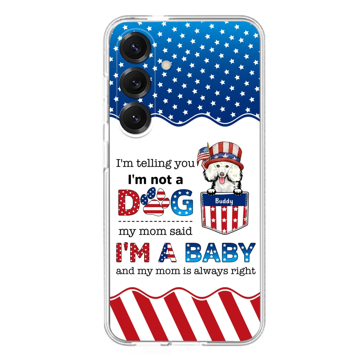 Custom Personalized Pet Phone Case - Independence Day Gift Idea for Dog/Cat Owners - I'm Telling You I'm Not A Dog - Case for iPhone/Samsung