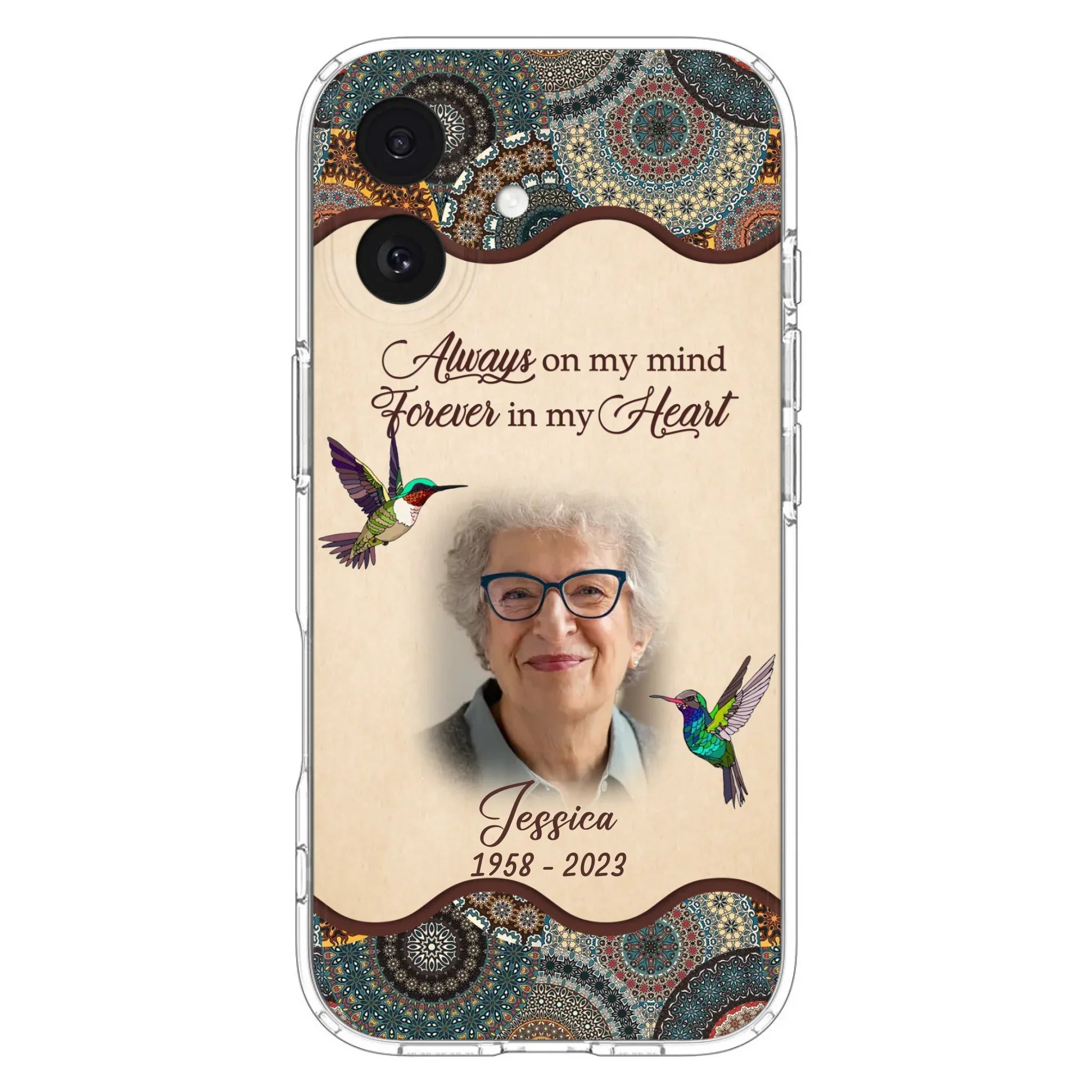 Custom Personalized Memorial Photo Phone Case - Memorial Gift Idea For Mother's Day/Father's Day - Always On My Mind, Forever In My Heart - Case For iPhone/Samsung