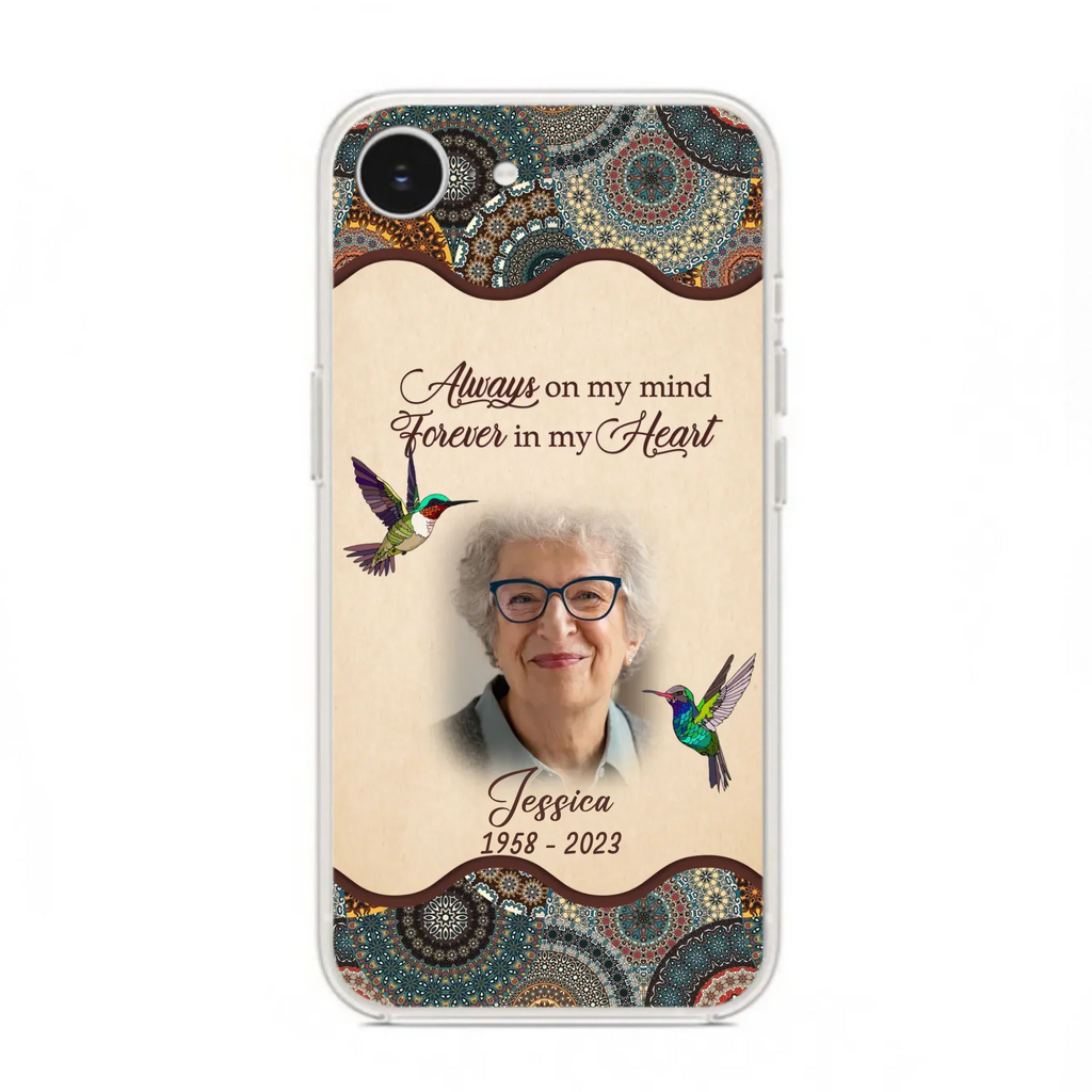 Custom Personalized Memorial Photo Phone Case - Memorial Gift Idea For Mother's Day/Father's Day - Always On My Mind, Forever In My Heart - Case For iPhone/Samsung