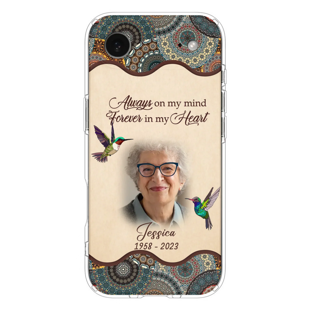 Custom Personalized Memorial Photo Phone Case - Memorial Gift Idea For Mother's Day/Father's Day - Always On My Mind, Forever In My Heart - Case For iPhone/Samsung