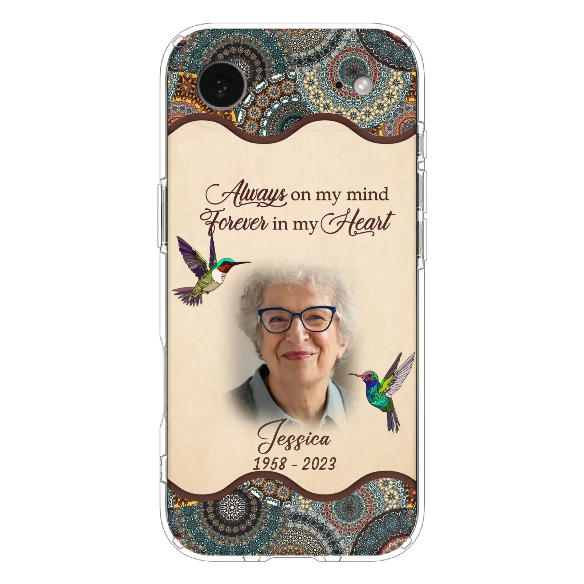 Custom Personalized Memorial Photo Phone Case - Memorial Gift Idea For Mother's Day/Father's Day - Always On My Mind, Forever In My Heart - Case For iPhone/Samsung