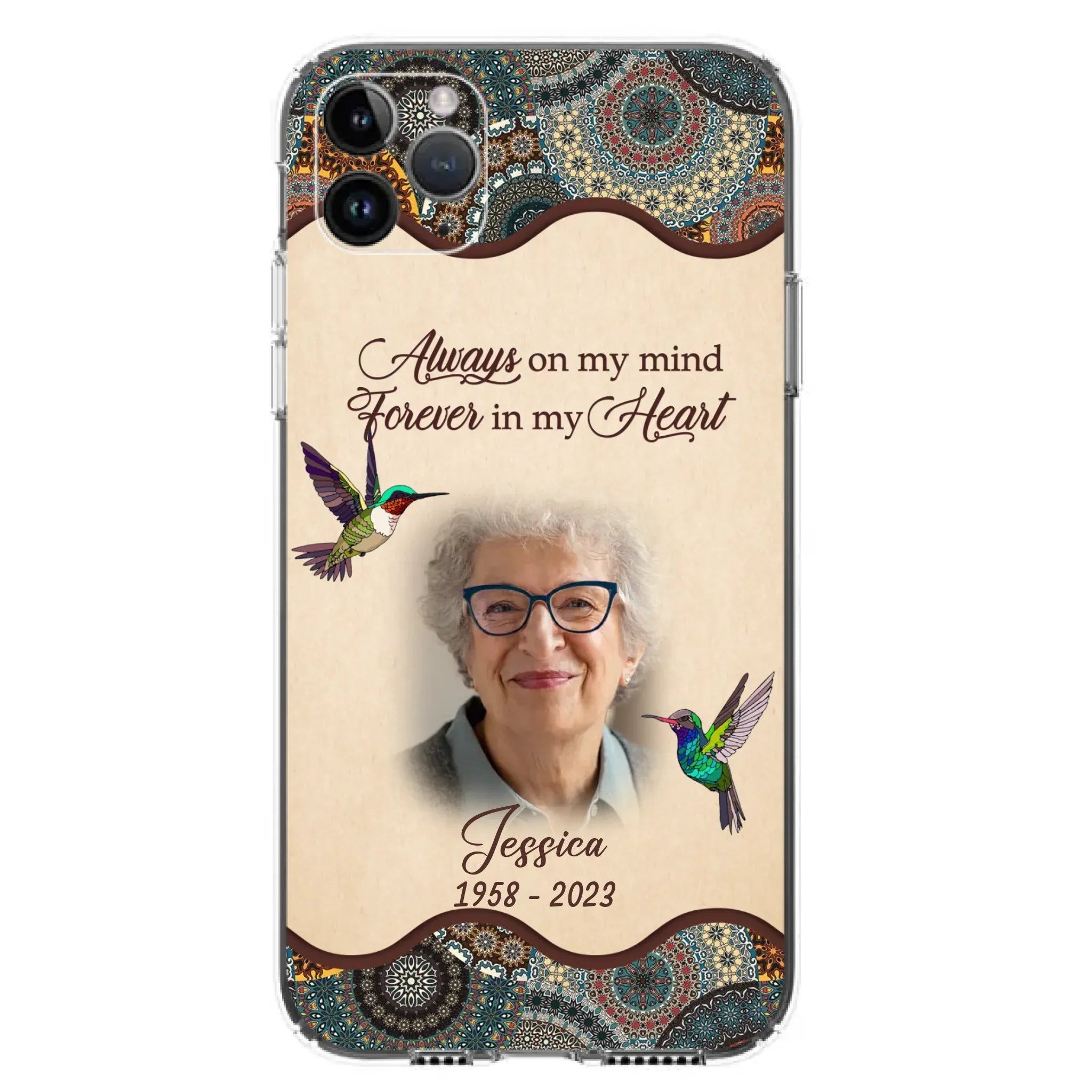 Custom Personalized Memorial Photo Phone Case - Memorial Gift Idea For Mother's Day/Father's Day - Always On My Mind, Forever In My Heart - Case For iPhone/Samsung