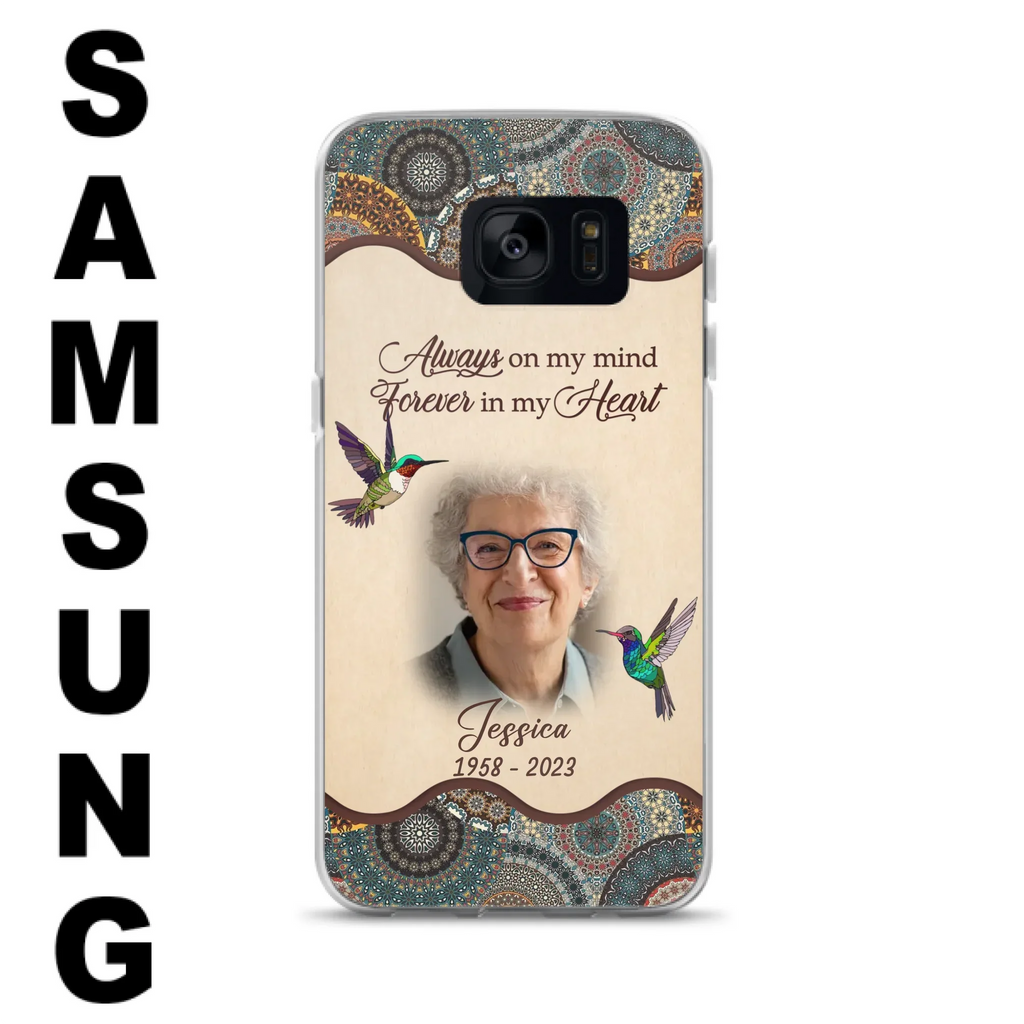 Custom Personalized Memorial Photo Phone Case - Memorial Gift Idea For Mother's Day/Father's Day - Always On My Mind, Forever In My Heart - Case For iPhone/Samsung