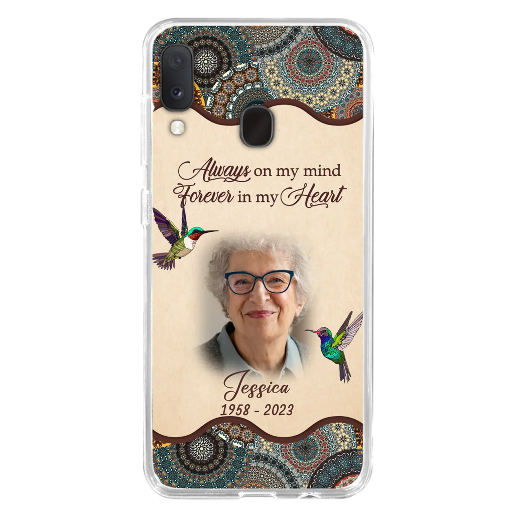 Custom Personalized Memorial Photo Phone Case - Memorial Gift Idea For Mother's Day/Father's Day - Always On My Mind, Forever In My Heart - Case For iPhone/Samsung