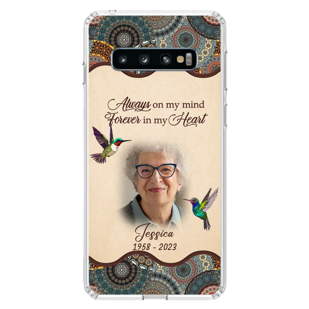 Custom Personalized Memorial Photo Phone Case - Memorial Gift Idea For Mother's Day/Father's Day - Always On My Mind, Forever In My Heart - Case For iPhone/Samsung