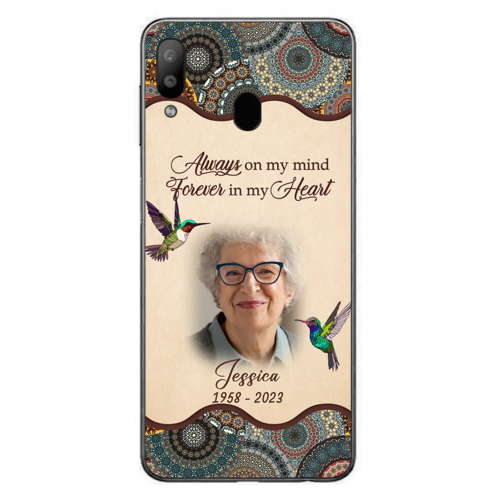 Custom Personalized Memorial Photo Phone Case - Memorial Gift Idea For Mother's Day/Father's Day - Always On My Mind, Forever In My Heart - Case For iPhone/Samsung