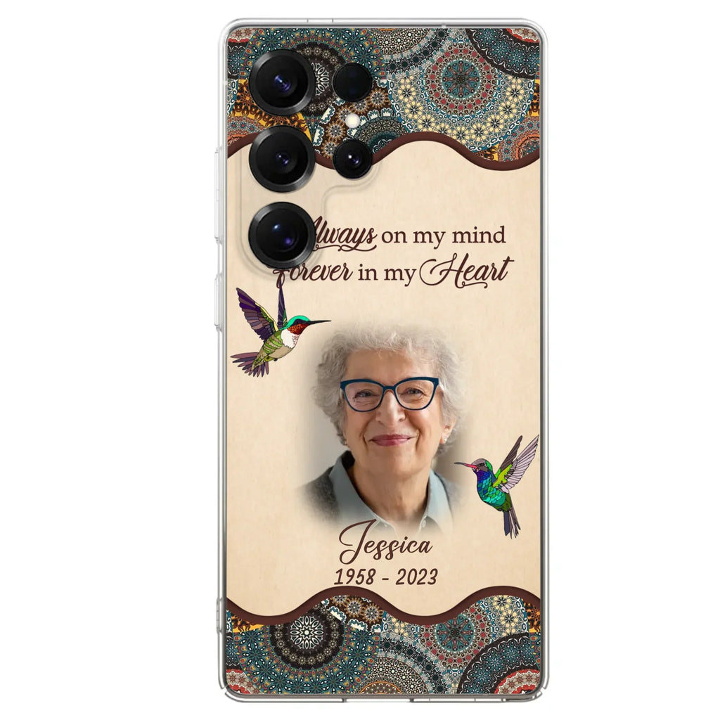 Custom Personalized Memorial Photo Phone Case - Memorial Gift Idea For Mother's Day/Father's Day - Always On My Mind, Forever In My Heart - Case For iPhone/Samsung